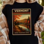 Vermont Green Mountain State Autumn Lake Vintage Nature T-Shirt
