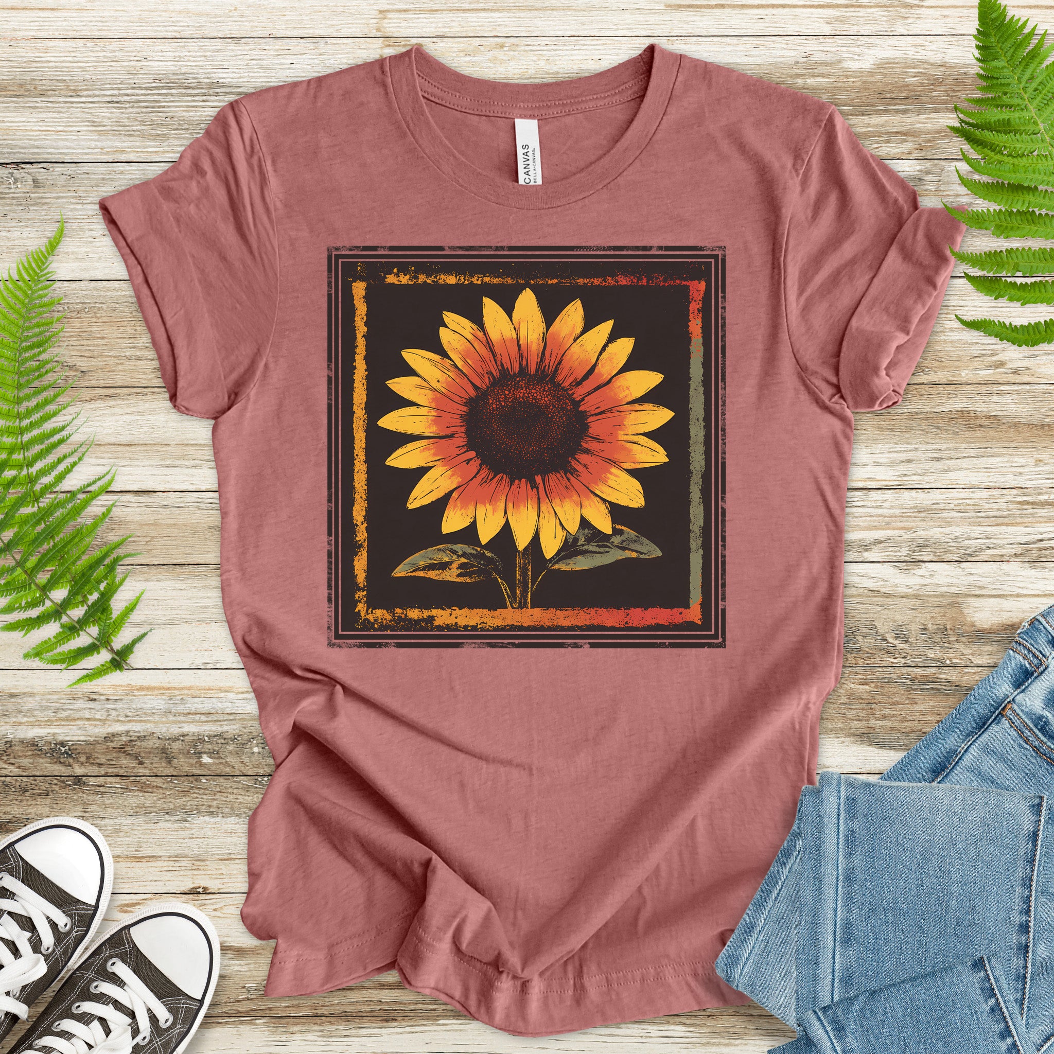 Sunflower Retro T-Shirt – Vintage Bloom for Nature Lovers