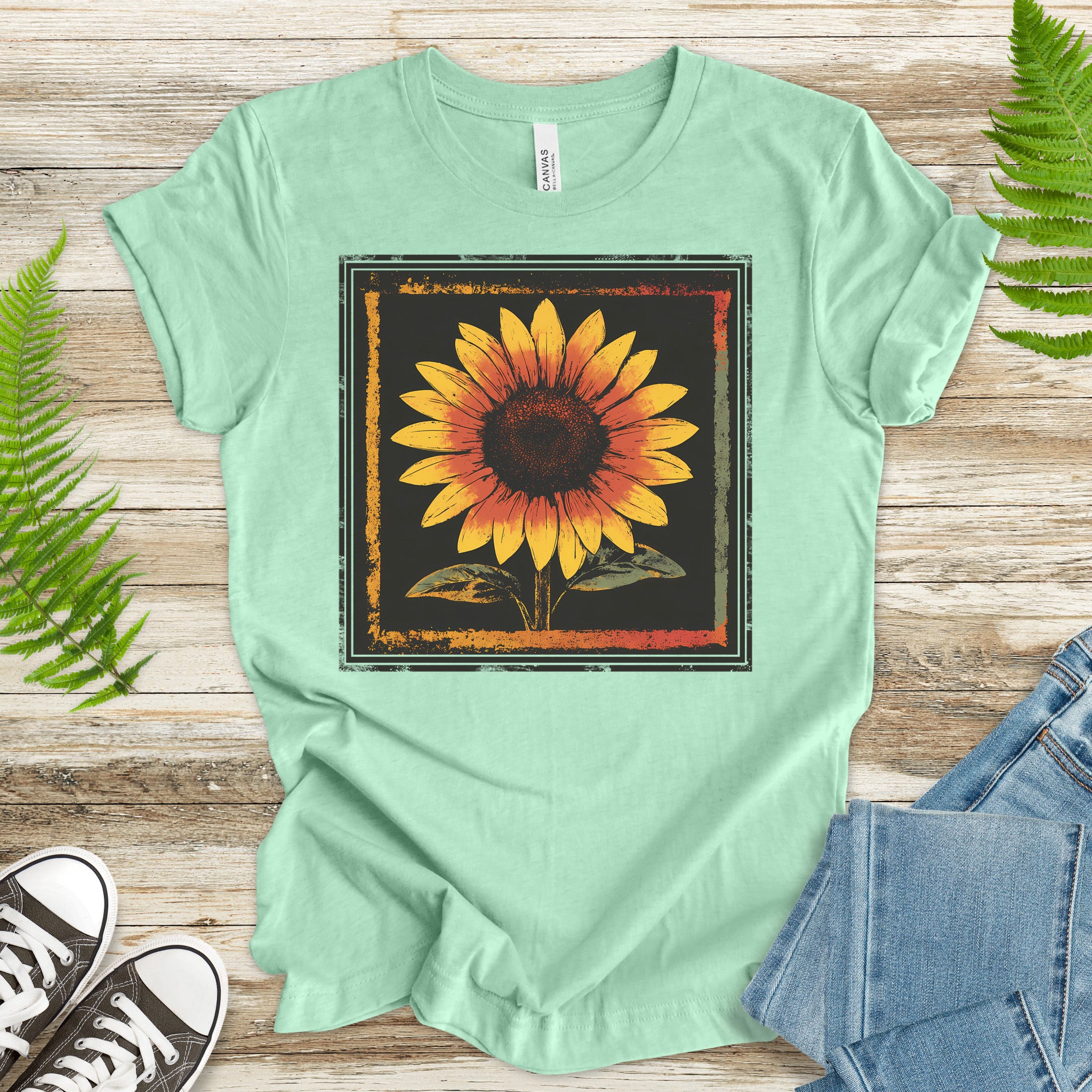 Sunflower Retro T-Shirt – Vintage Bloom for Nature Lovers