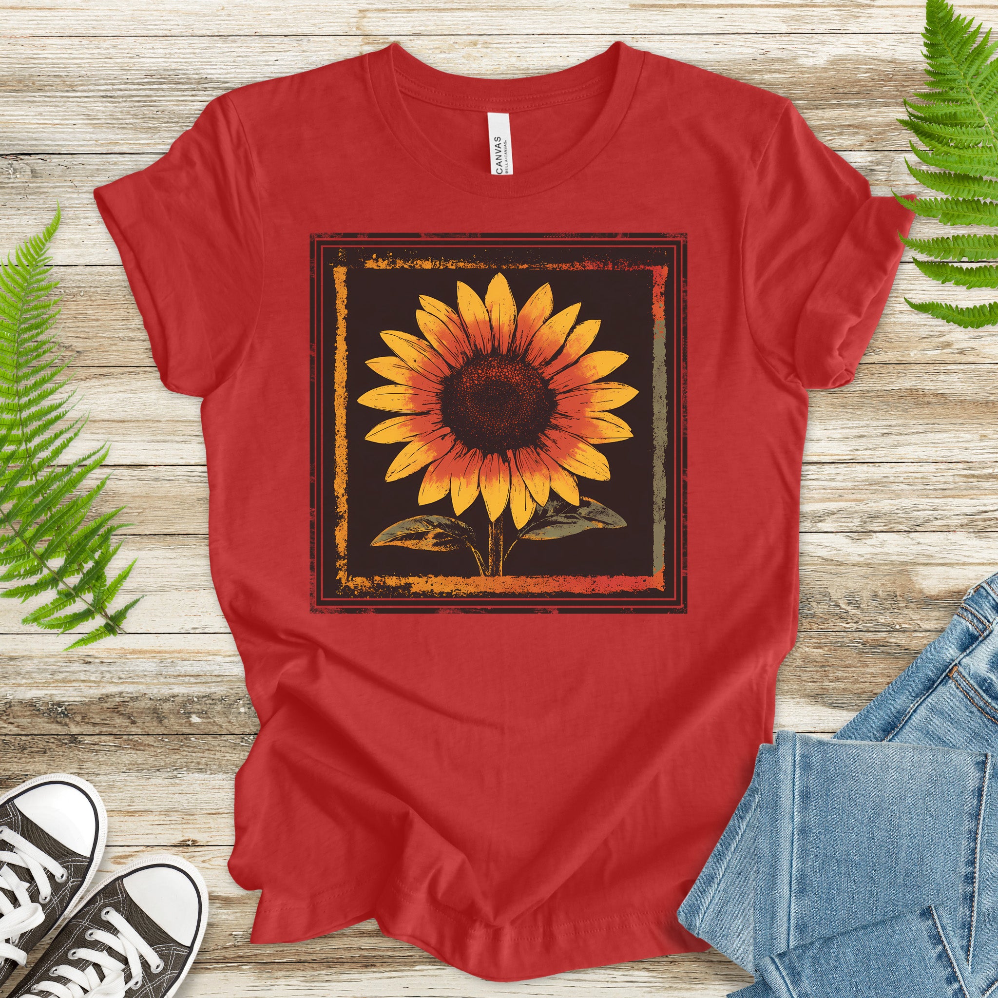 Sunflower Retro T-Shirt – Vintage Bloom for Nature Lovers