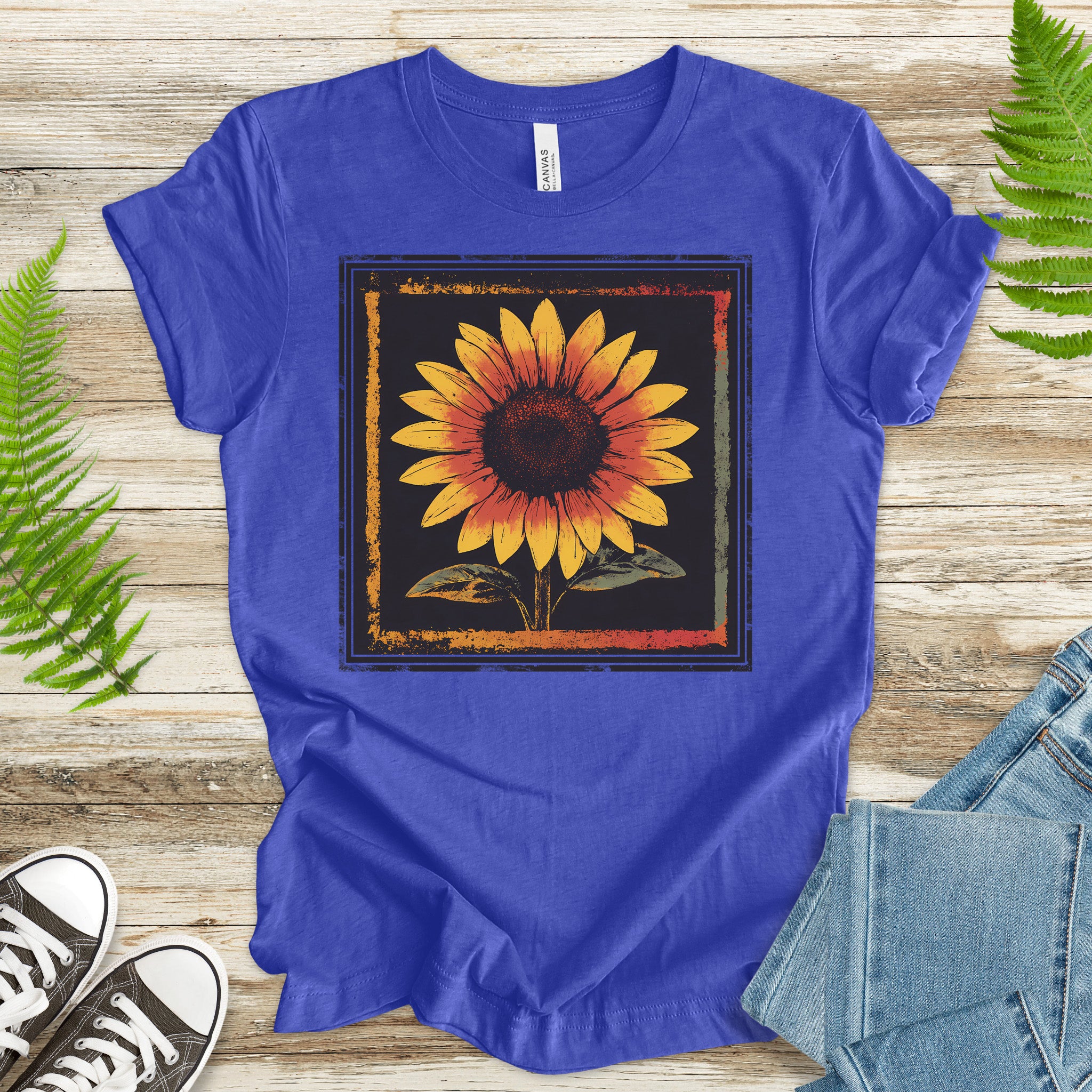 Sunflower Retro T-Shirt – Vintage Bloom for Nature Lovers