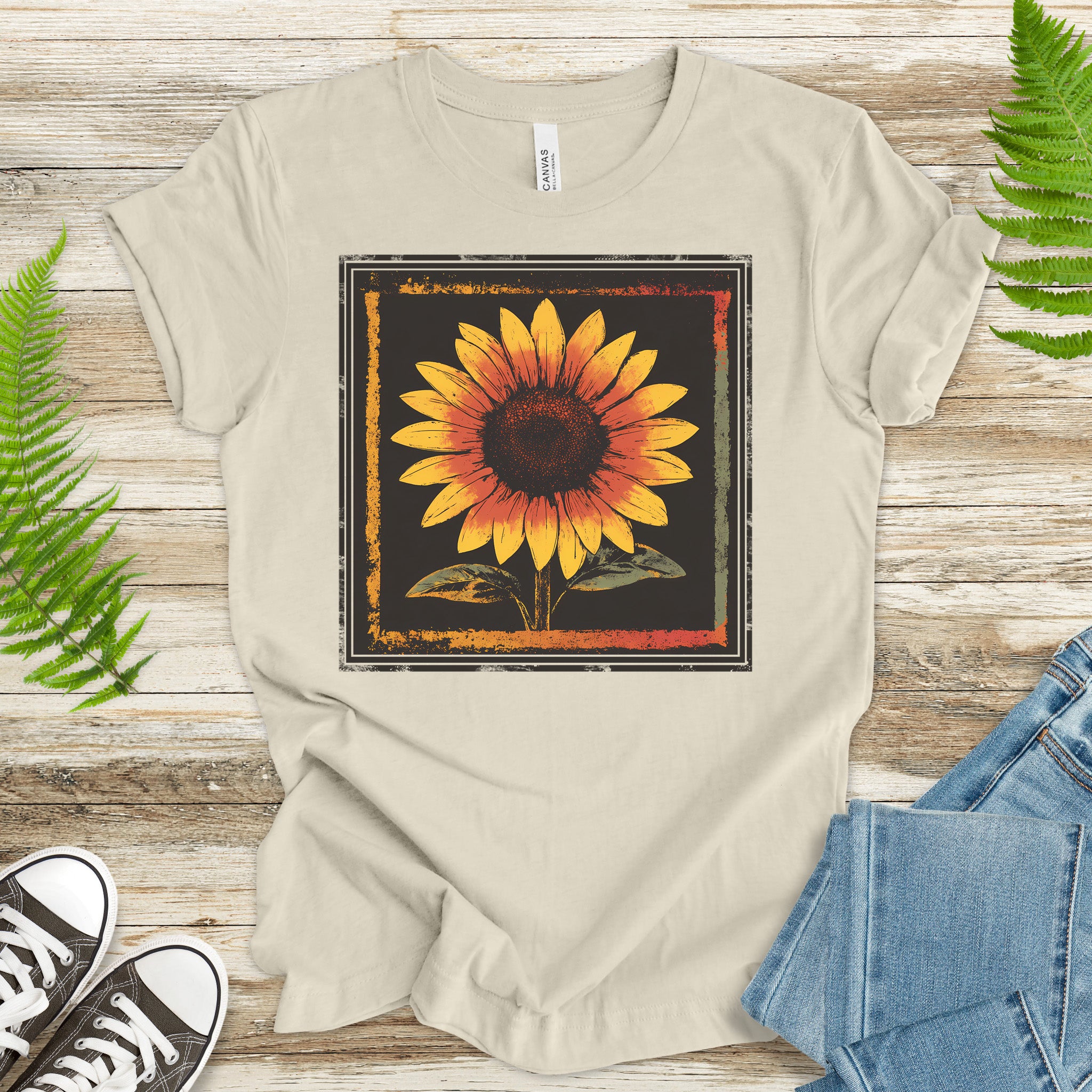 Sunflower Retro T-Shirt – Vintage Bloom for Nature Lovers