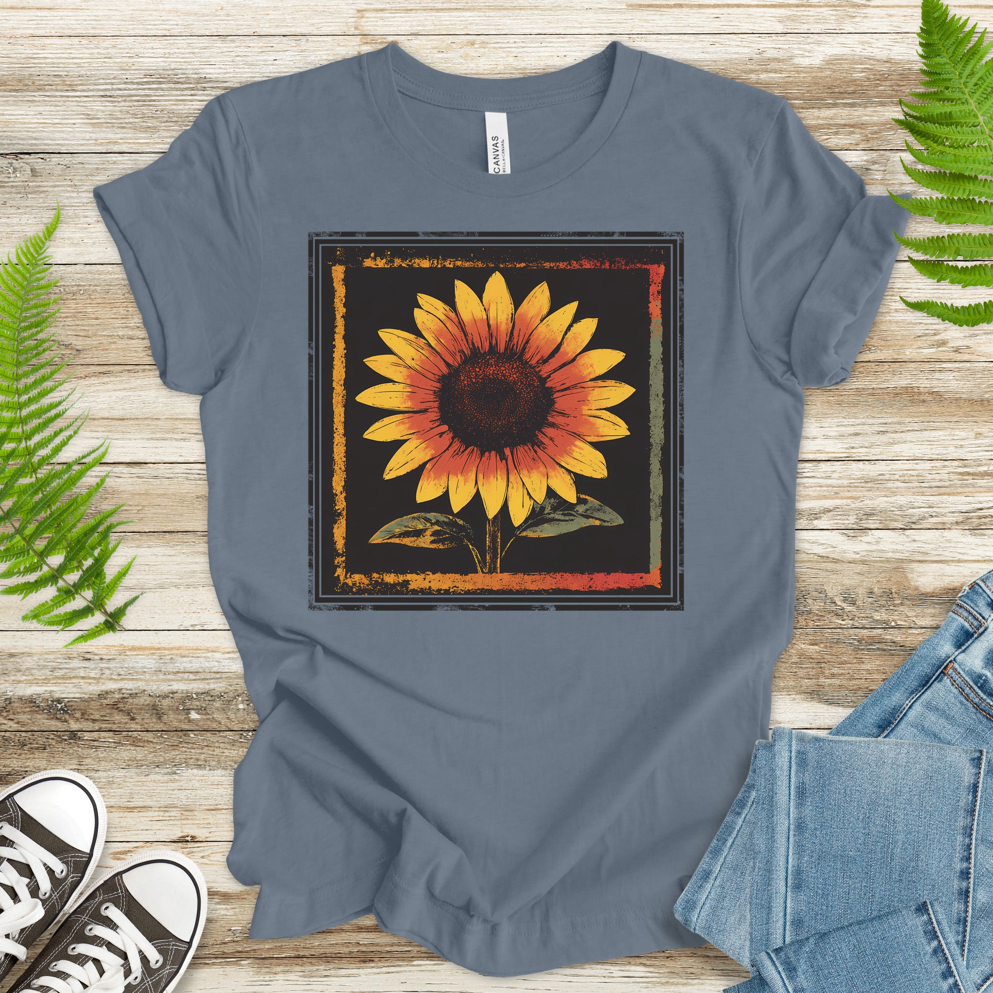 Sunflower Retro T-Shirt – Vintage Bloom for Nature Lovers
