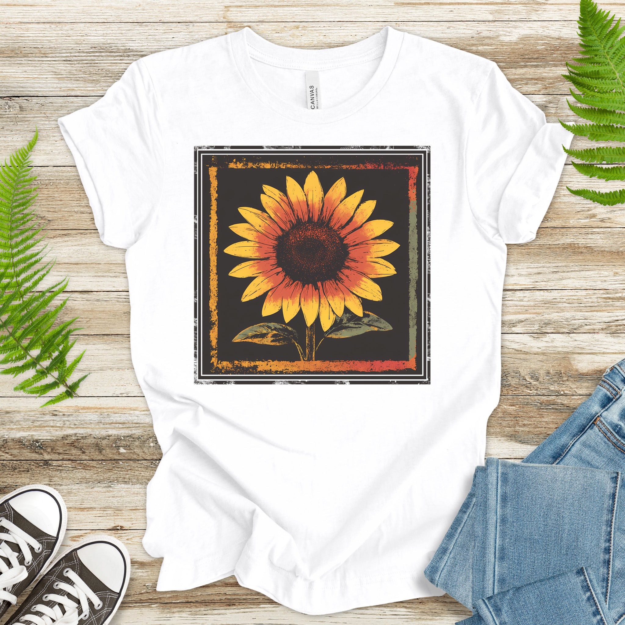 Sunflower Retro T-Shirt – Vintage Bloom for Nature Lovers