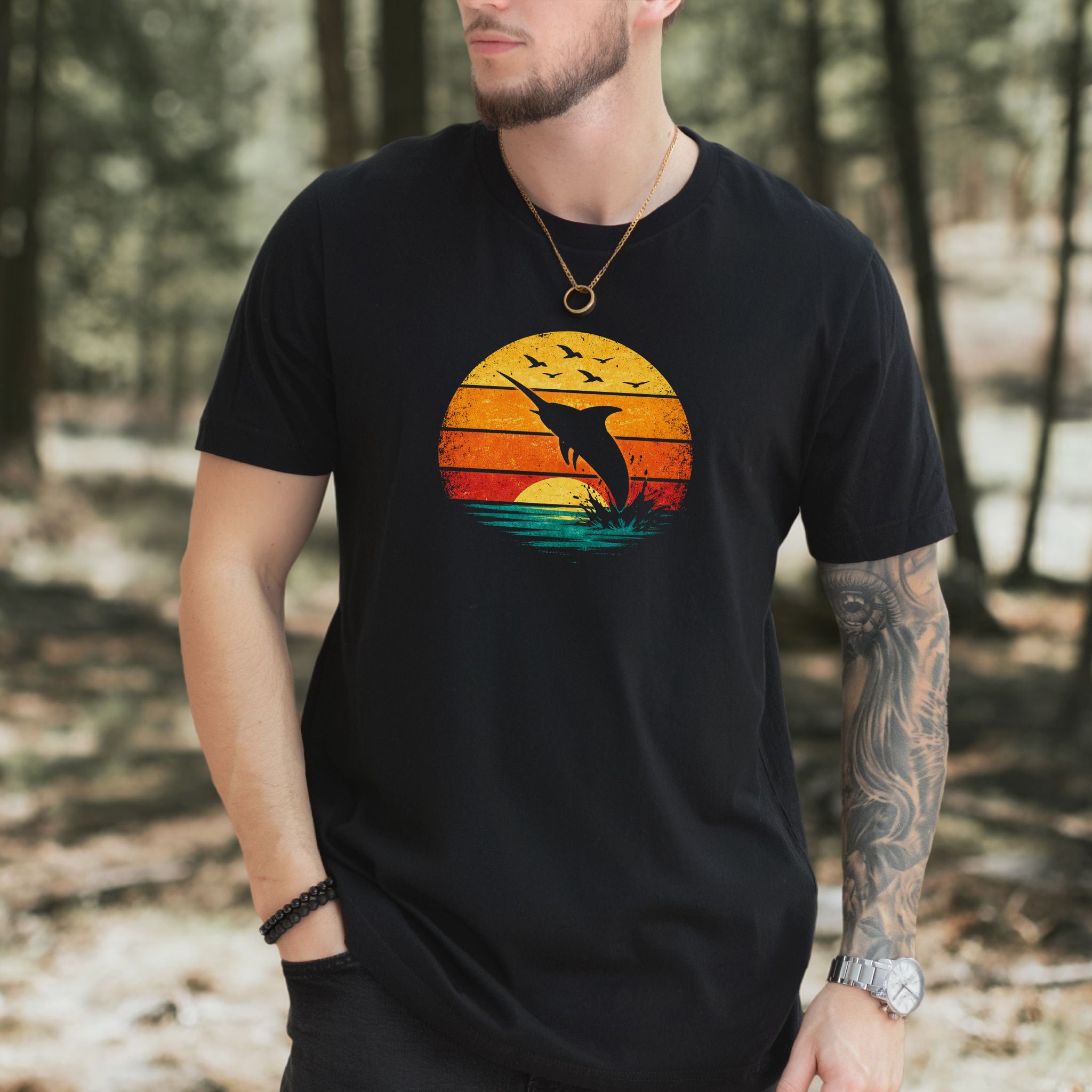 Vintage Sunset Marlin Retro Ocean T-Shirt