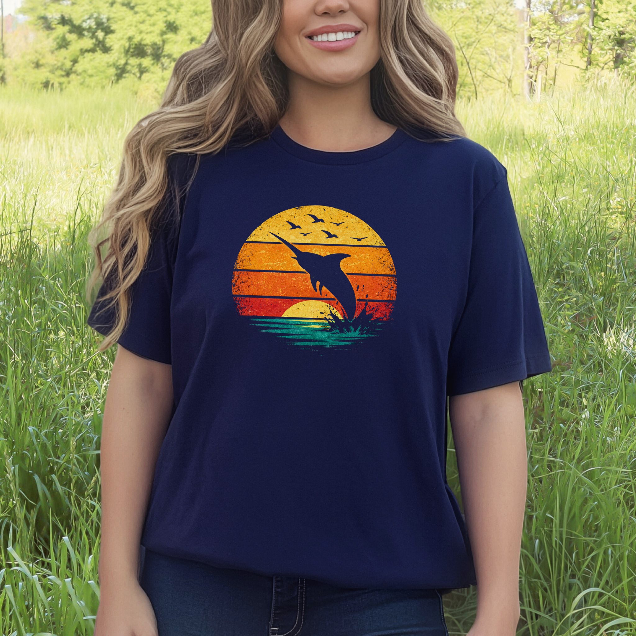 Vintage Sunset Marlin Retro Ocean T-Shirt