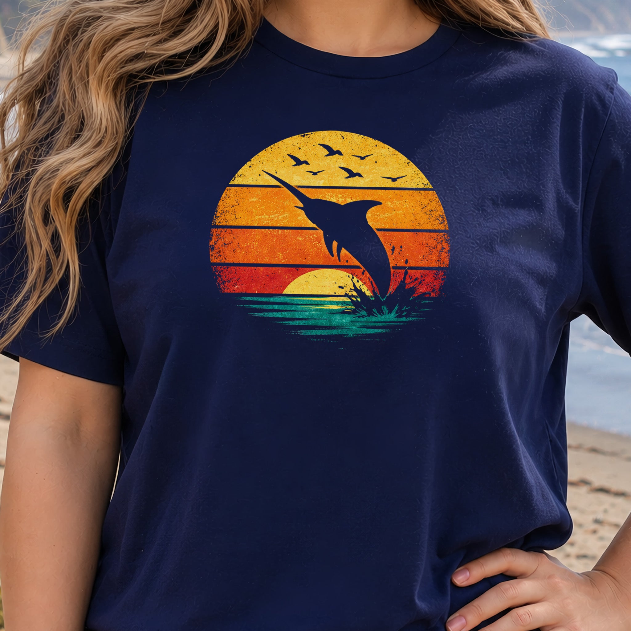 Vintage Sunset Marlin Retro Ocean T-Shirt
