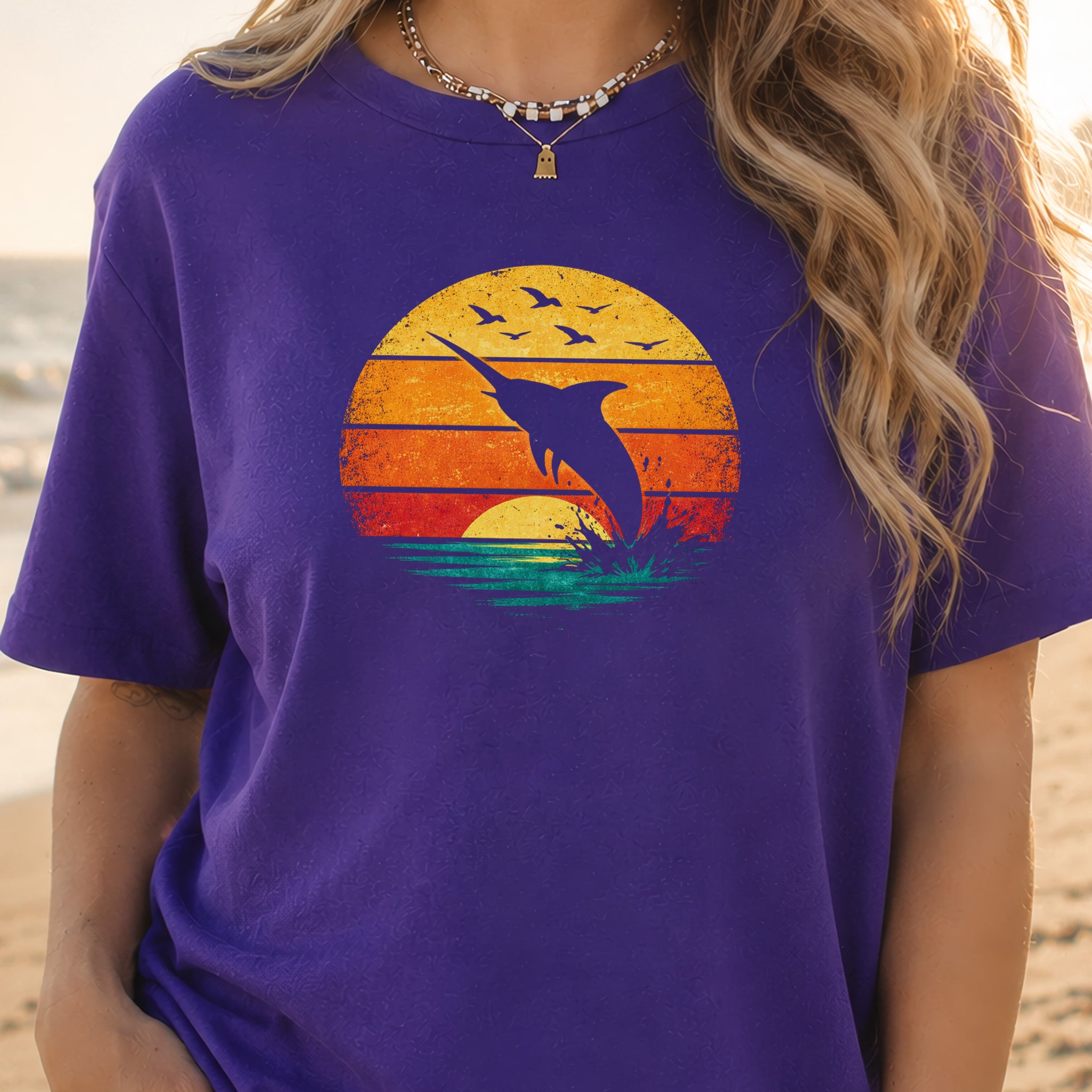 Vintage Sunset Marlin Retro Ocean T-Shirt