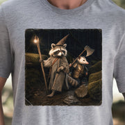 Wand & Axe Wizard Raccoon and Opossum Tabletop Fantasy T-Shirt