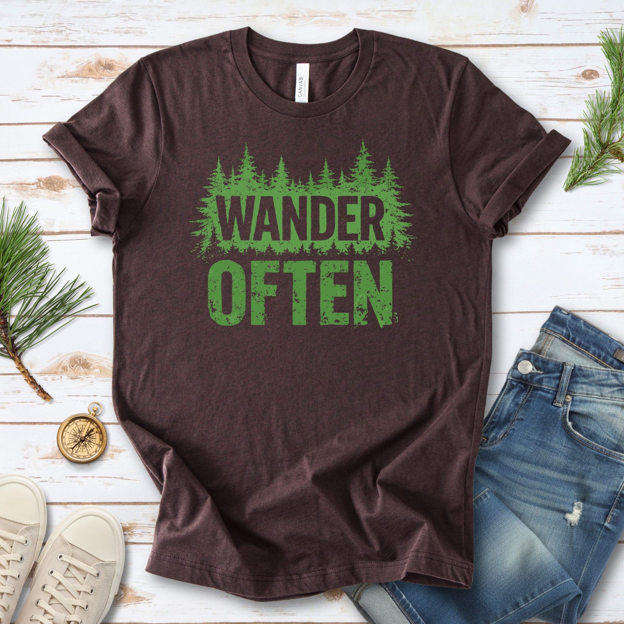 Wander Often Retro Forest Adventure Hiking T-Shirt