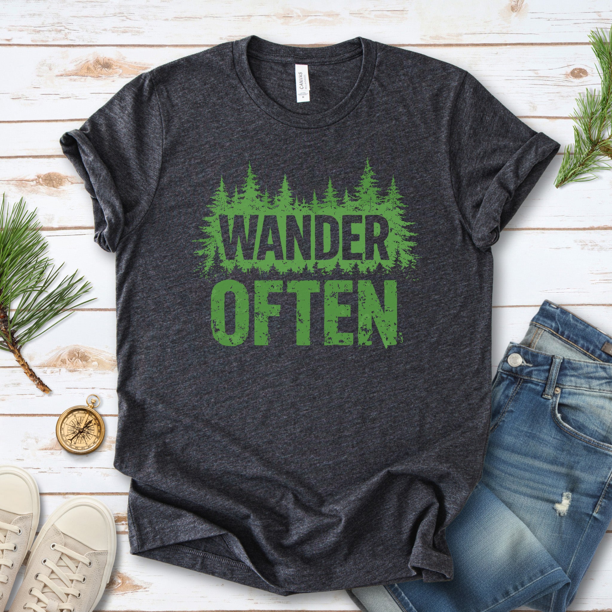 Wander Often Retro Forest Adventure Hiking T-Shirt