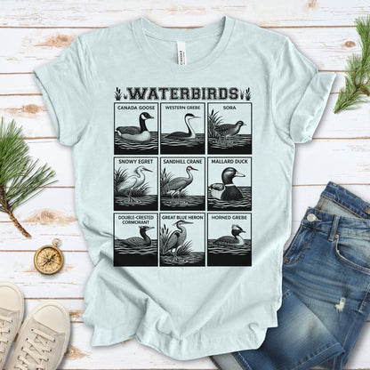Waterbirds Vintage Wildlife Illustration Birdwatching T-Shirt