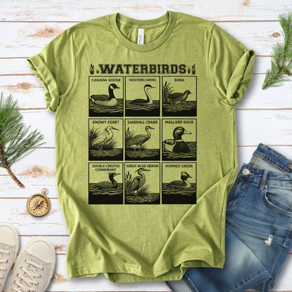 Waterbirds Vintage Wildlife Illustration Birdwatching T-Shirt