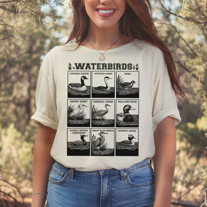 Waterbirds Vintage Wildlife Illustration Birdwatching T-Shirt