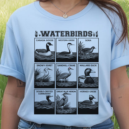 Waterbirds Vintage Wildlife Illustration Birdwatching T-Shirt