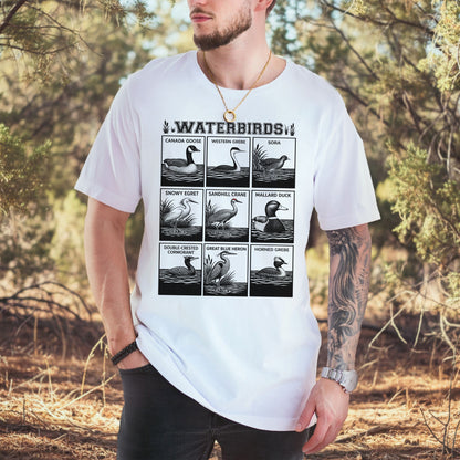 Waterbirds Vintage Wildlife Illustration Birdwatching T-Shirt