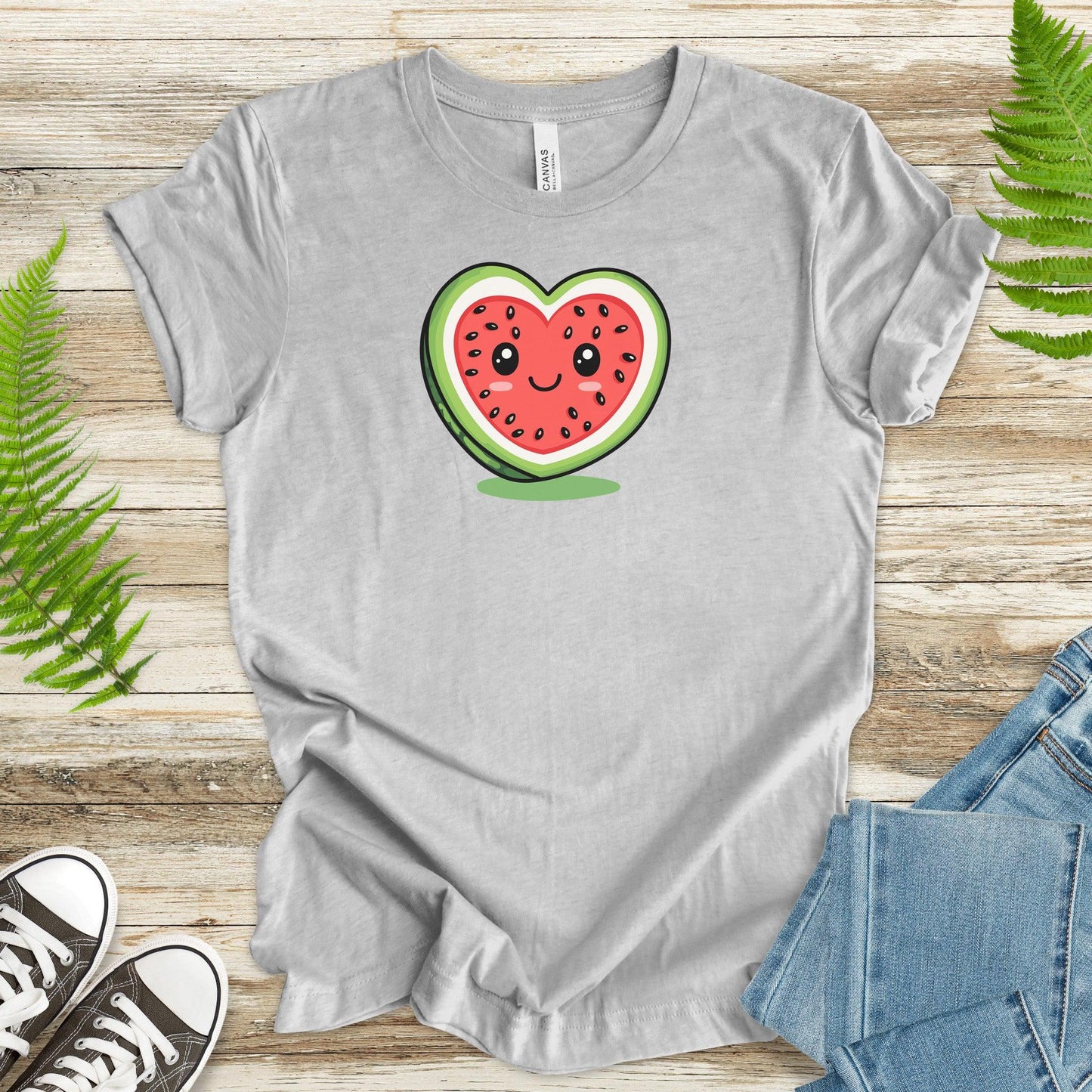 Smiling Watermelon Heart T-Shirt – Fresh & Adorable - TShirtree