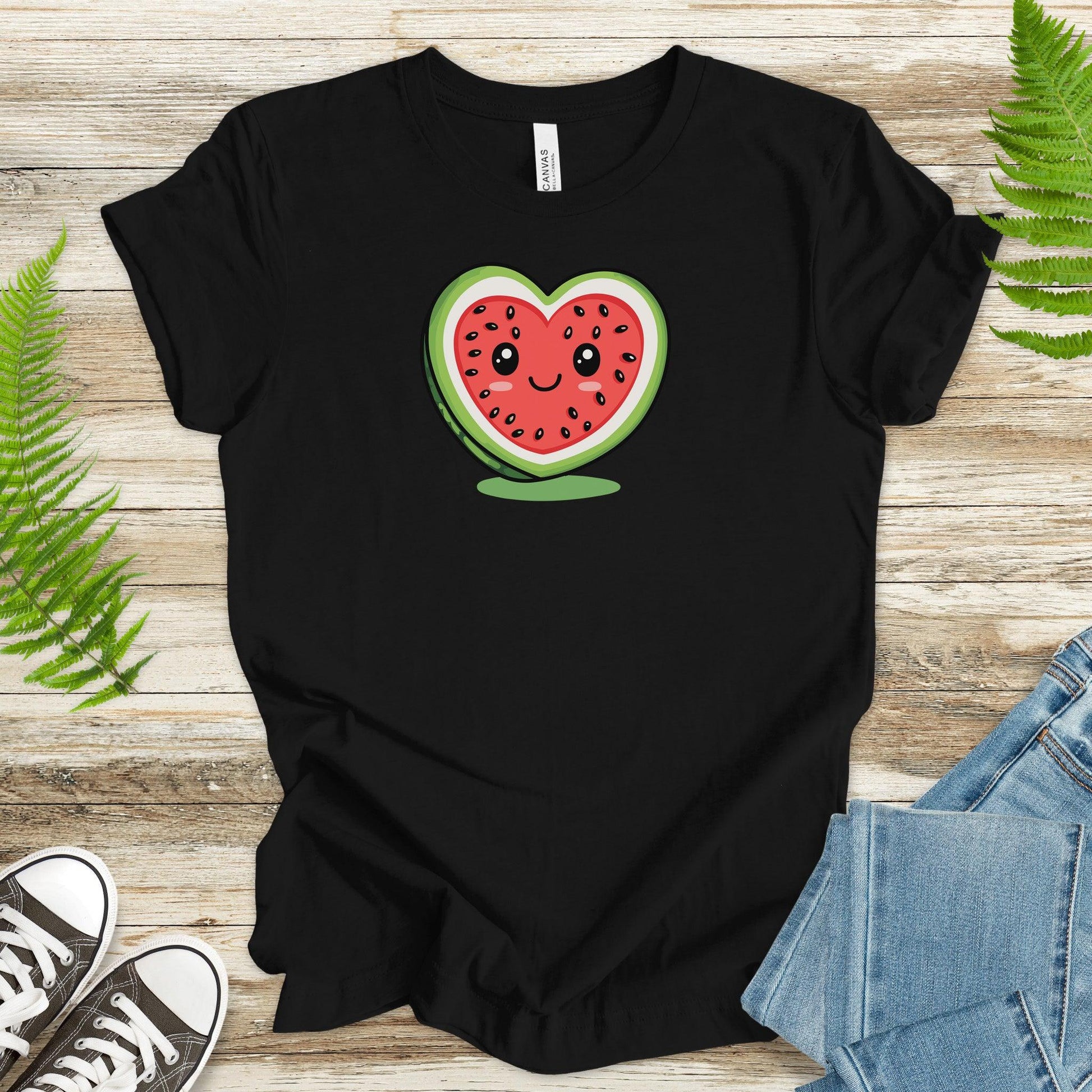 Smiling Watermelon Heart T-Shirt – Fresh & Adorable - TShirtree