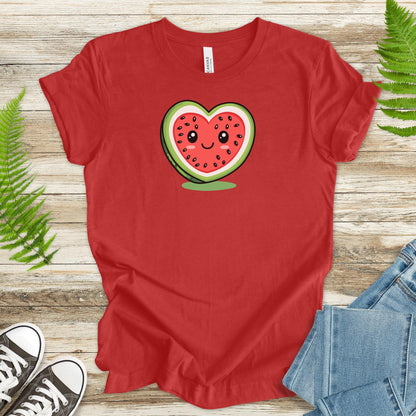 Smiling Watermelon Heart T-Shirt – Fresh & Adorable - TShirtree