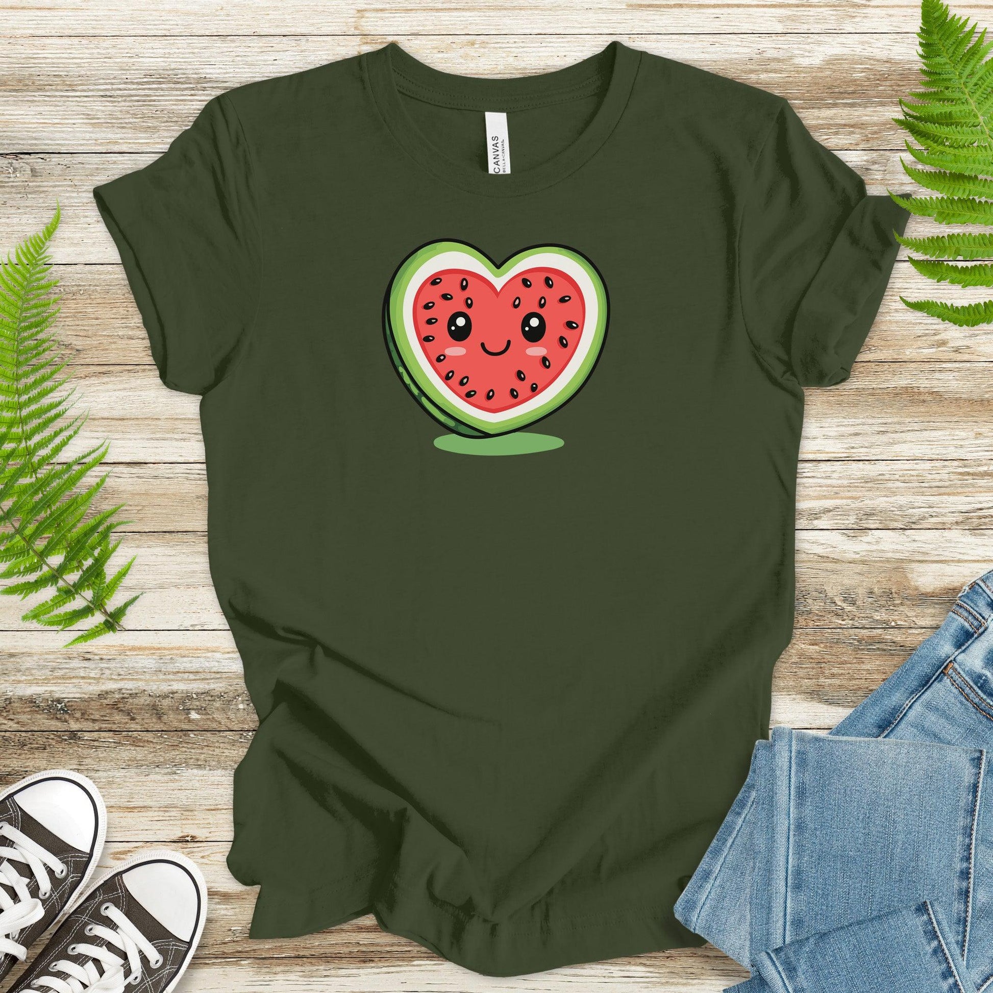 Smiling Watermelon Heart T-Shirt – Fresh & Adorable - TShirtree