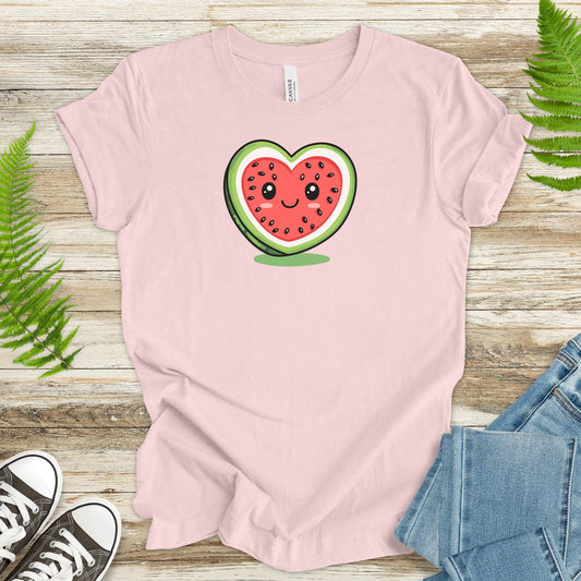 Smiling Watermelon Heart T-Shirt – Fresh & Adorable - TShirtree