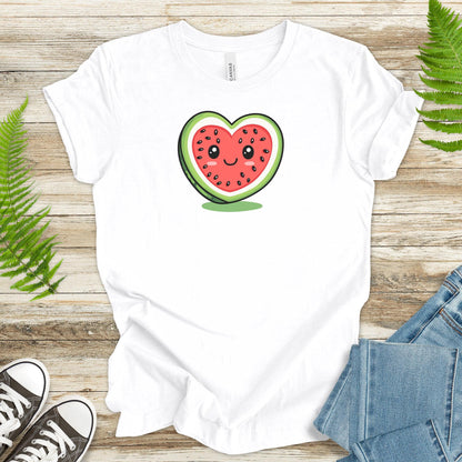 Smiling Watermelon Heart T-Shirt – Fresh & Adorable - TShirtree