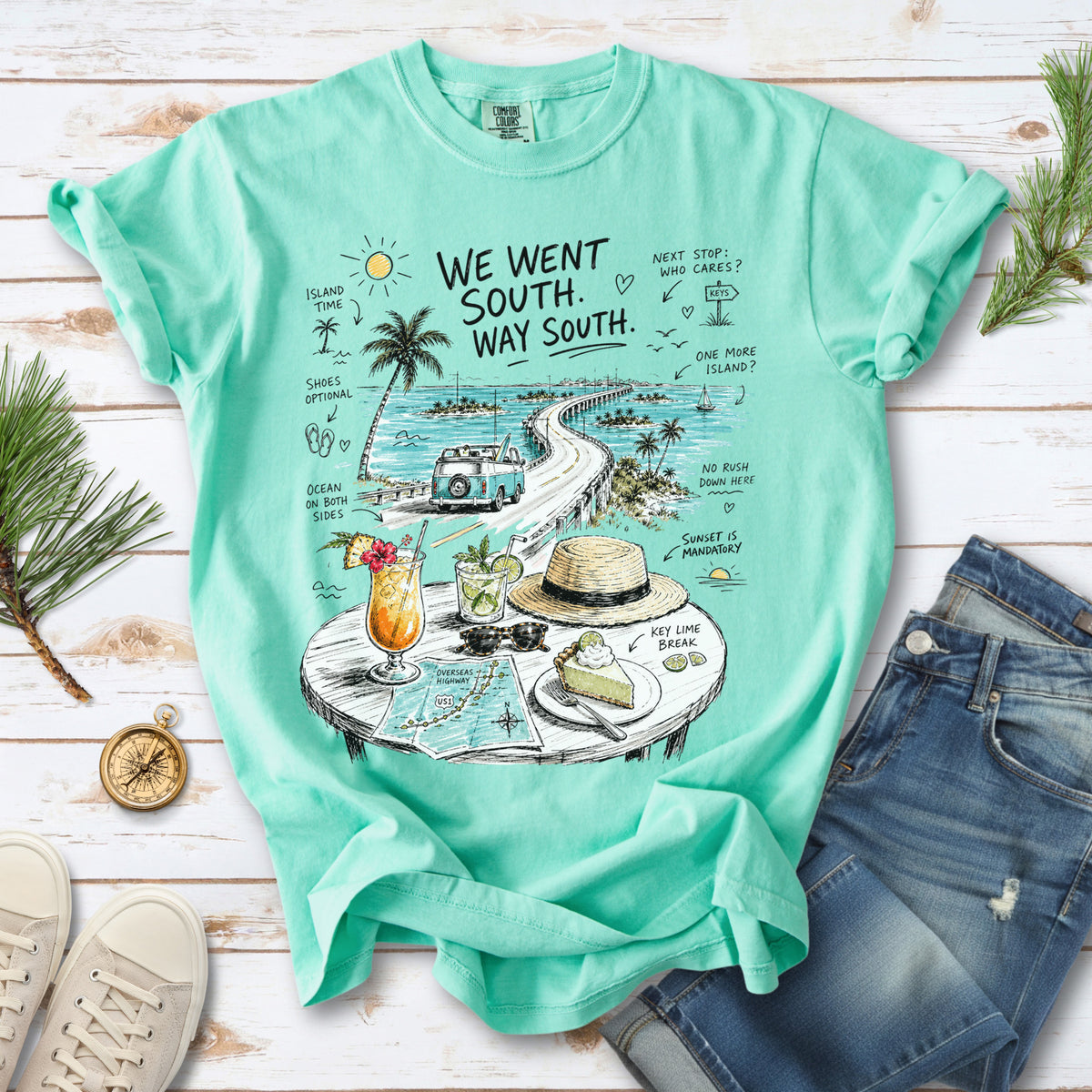 We Went South Way South Comfort Colors Shirt – Florida Keys Tee