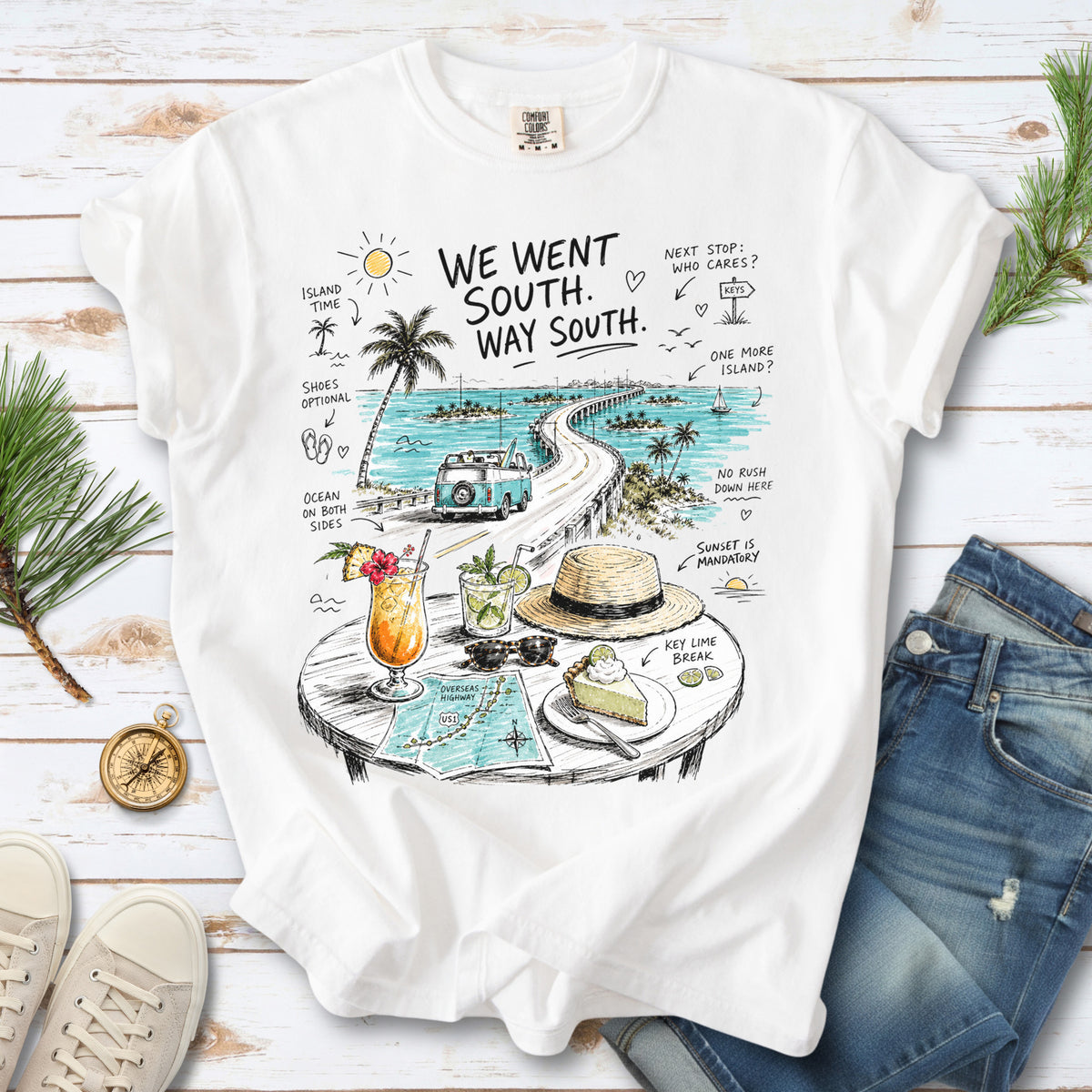 We Went South Way South Comfort Colors Shirt – Florida Keys Tee