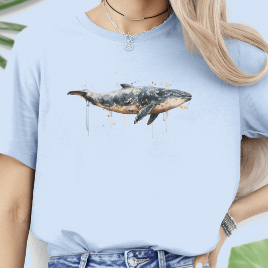 Watercolor Whale T-Shirt – Artistic Ocean Animal Tee