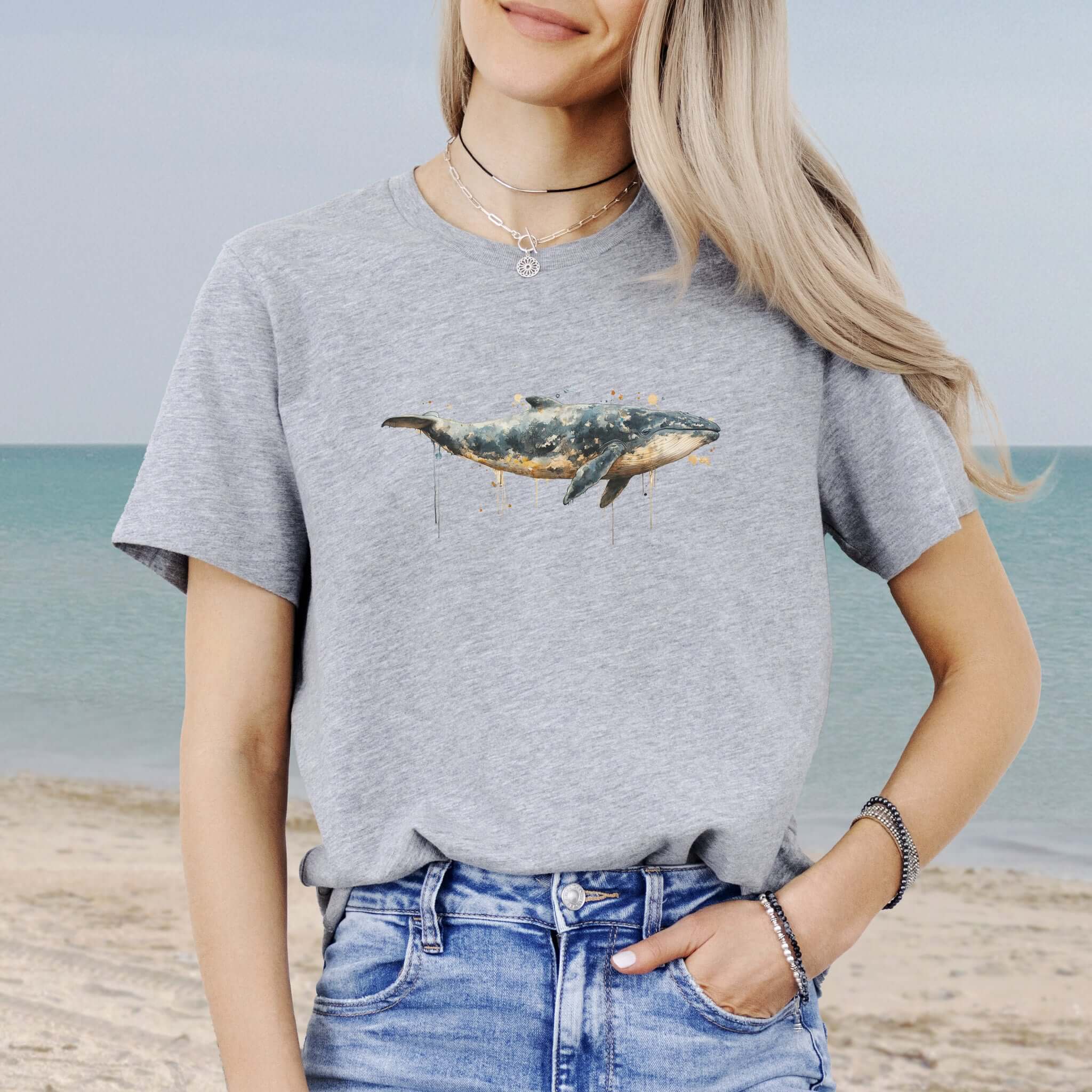 Watercolor Whale T-Shirt – Artistic Ocean Animal Tee