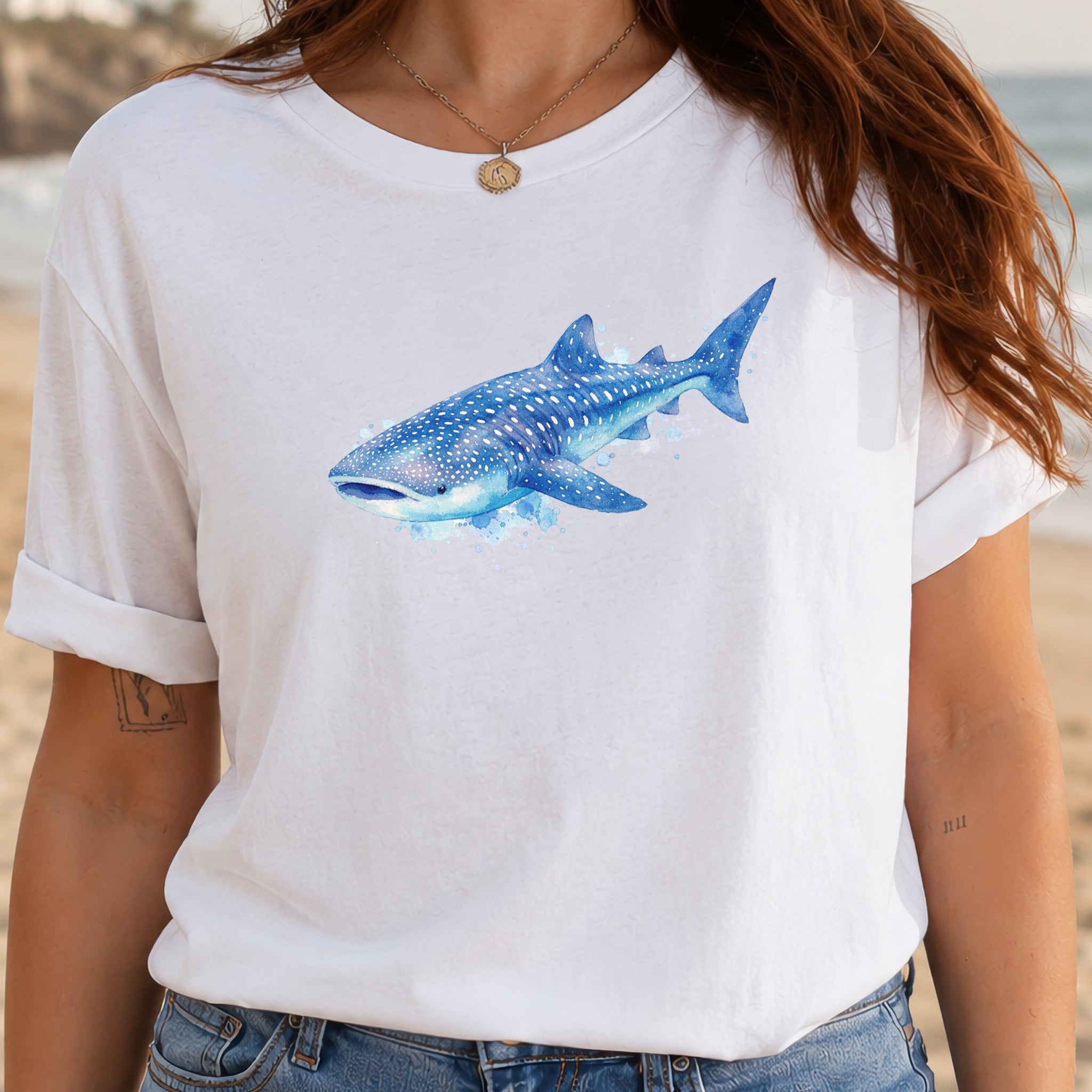 Whale Shark Watercolor Ocean Lover T-Shirt