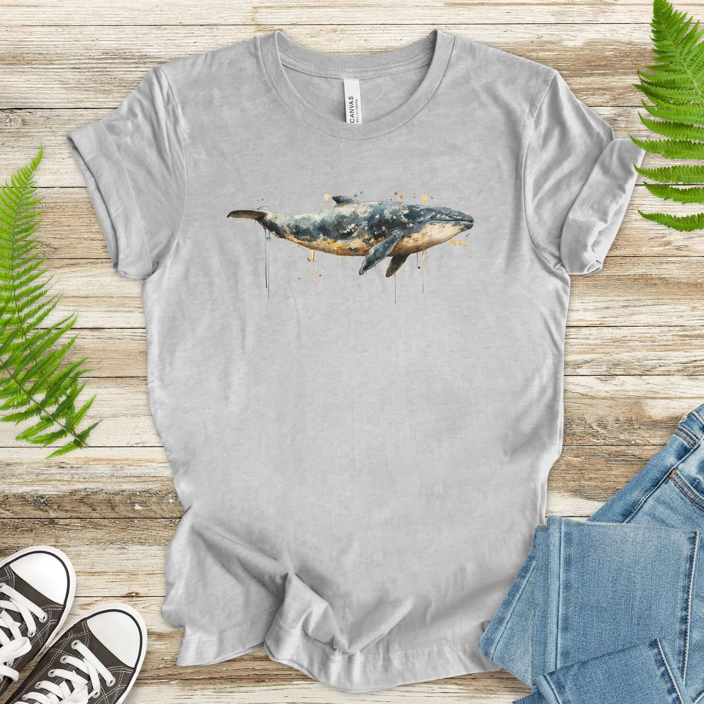 Watercolor Whale T-Shirt – Artistic Ocean Animal Tee