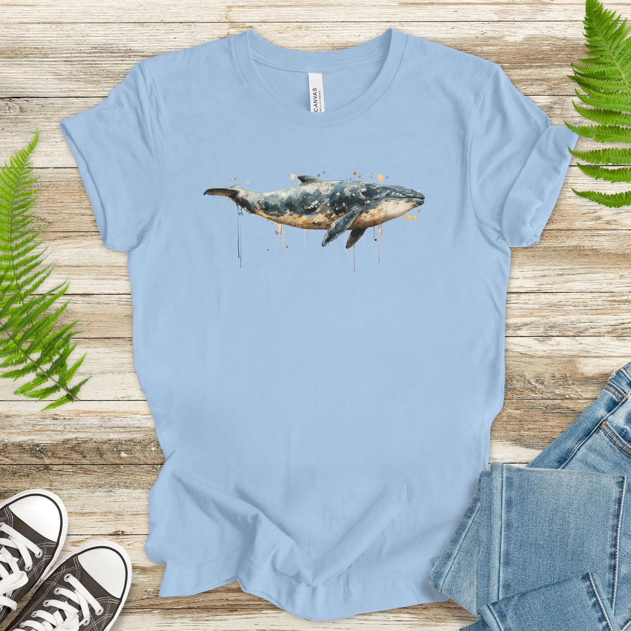 Watercolor Whale T-Shirt – Artistic Ocean Animal Tee