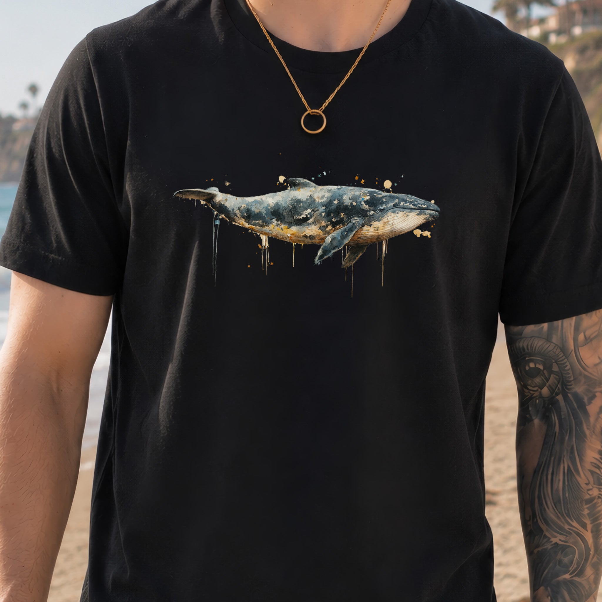Watercolor Whale T-Shirt – Artistic Ocean Animal Tee