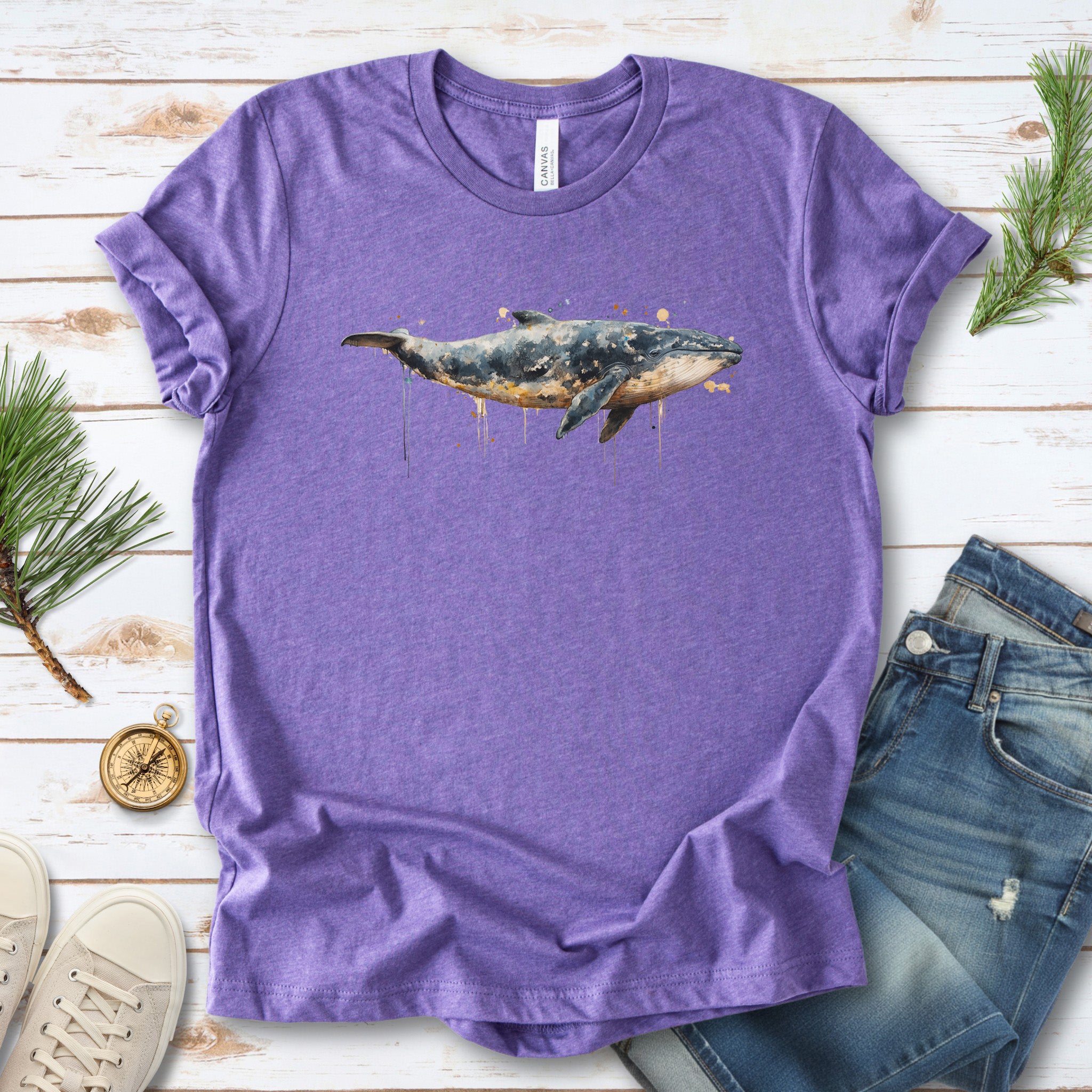 Watercolor Whale T-Shirt – Artistic Ocean Animal Tee