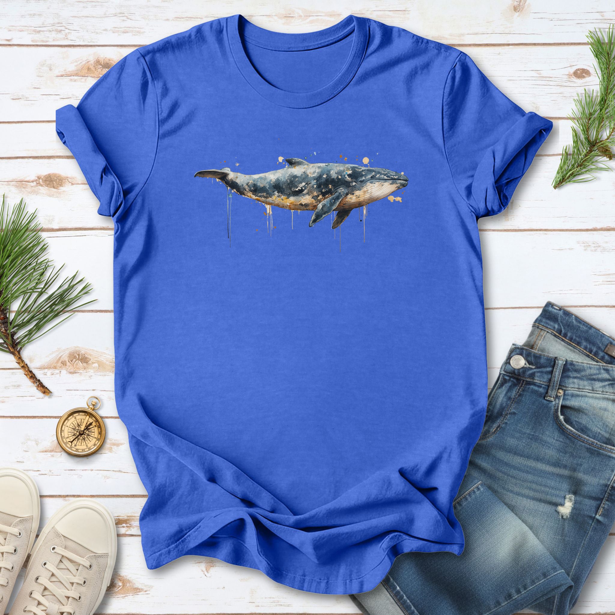 Watercolor Whale T-Shirt – Artistic Ocean Animal Tee