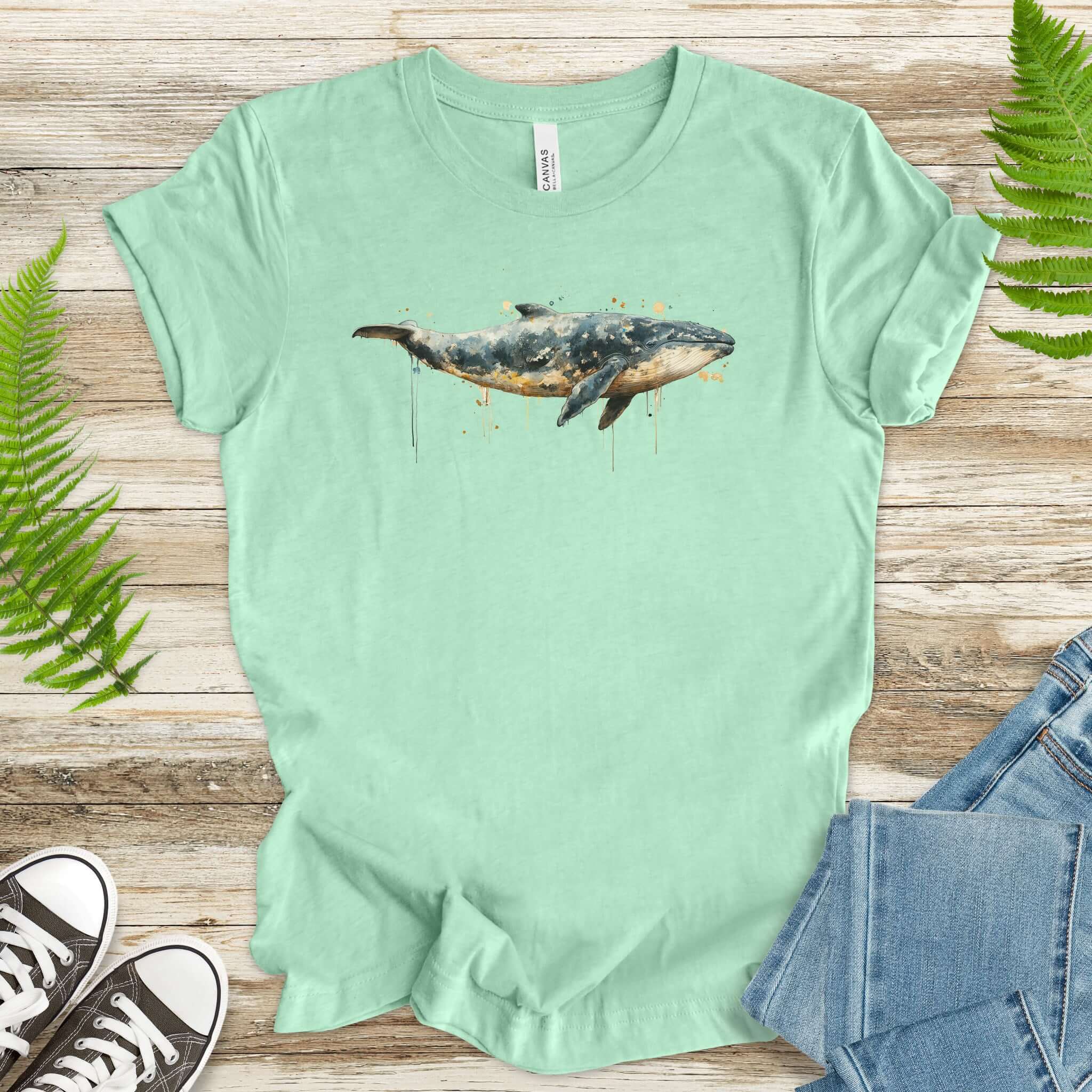 Watercolor Whale T-Shirt – Artistic Ocean Animal Tee