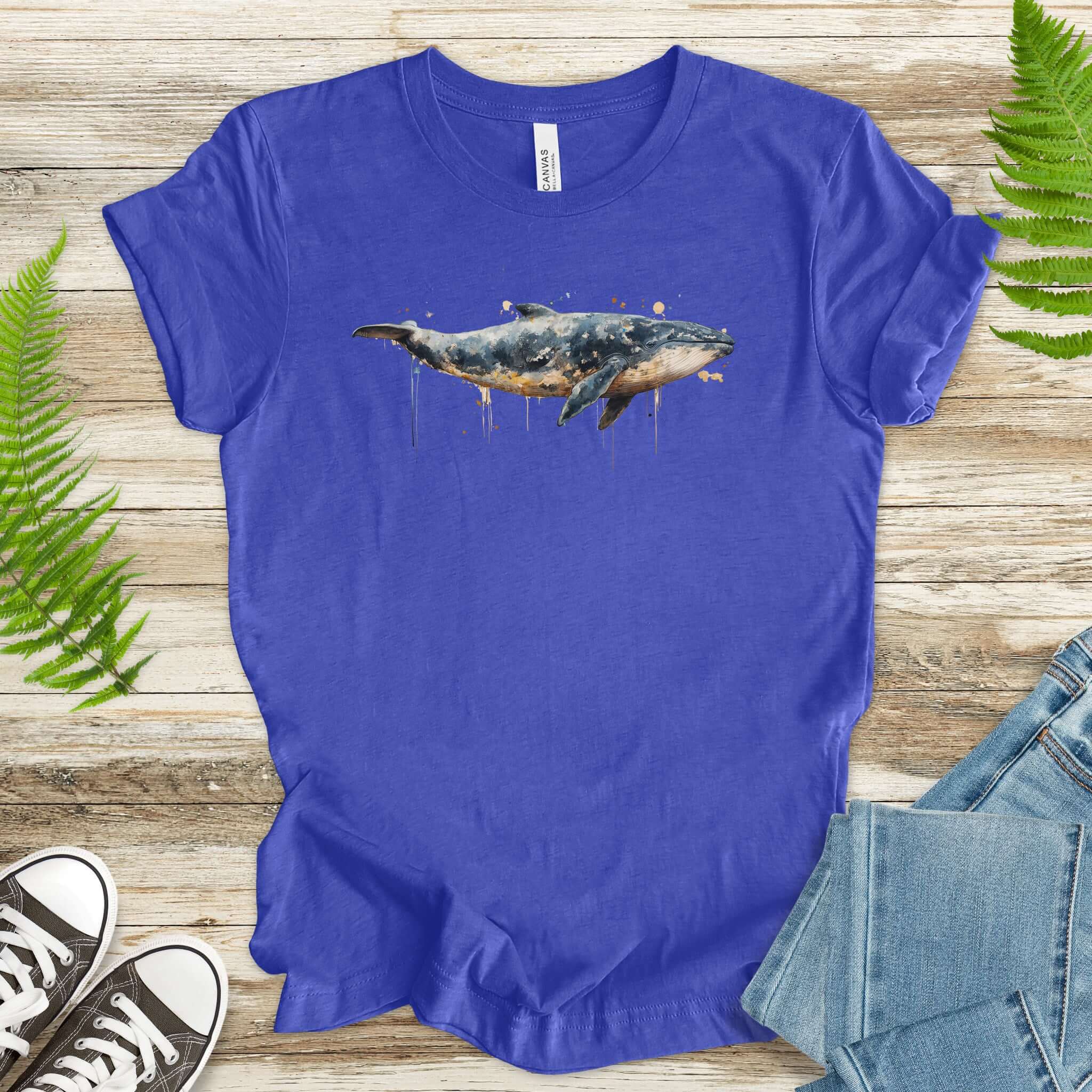 Watercolor Whale T-Shirt – Artistic Ocean Animal Tee