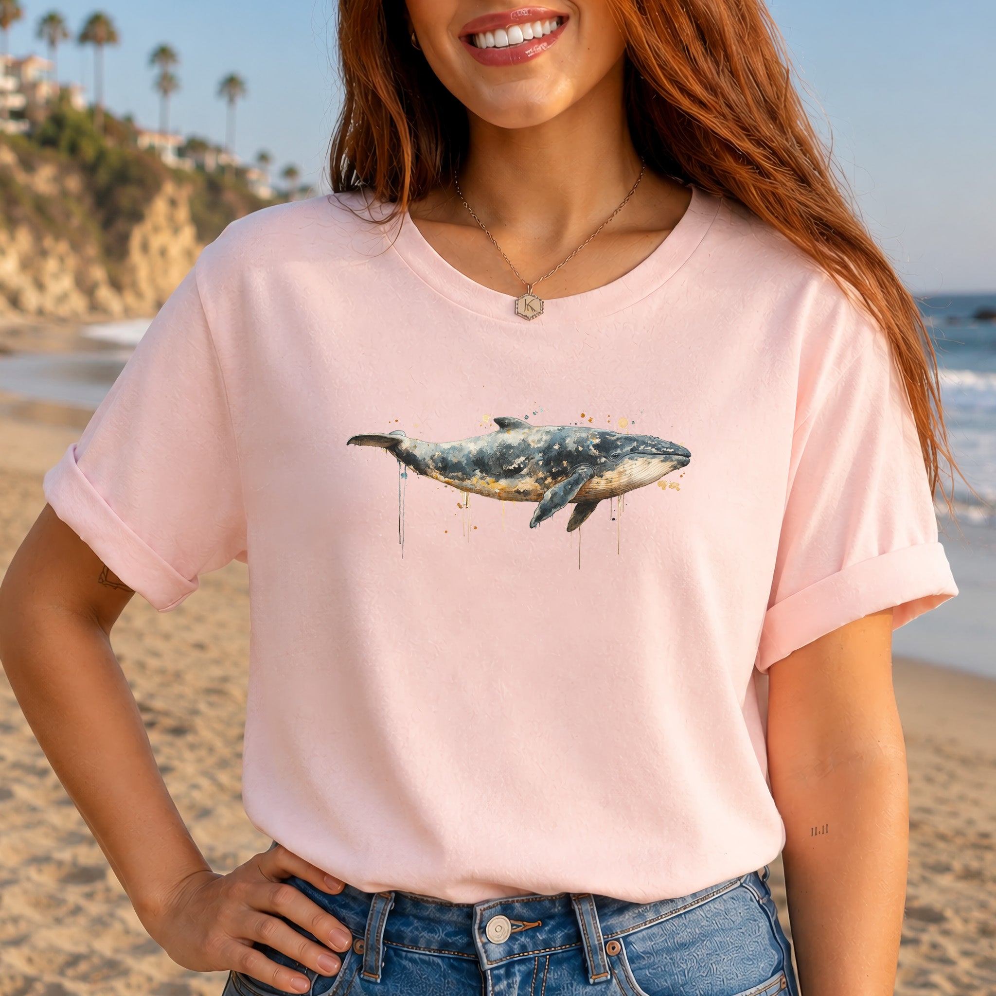 Watercolor Whale T-Shirt – Artistic Ocean Animal Tee