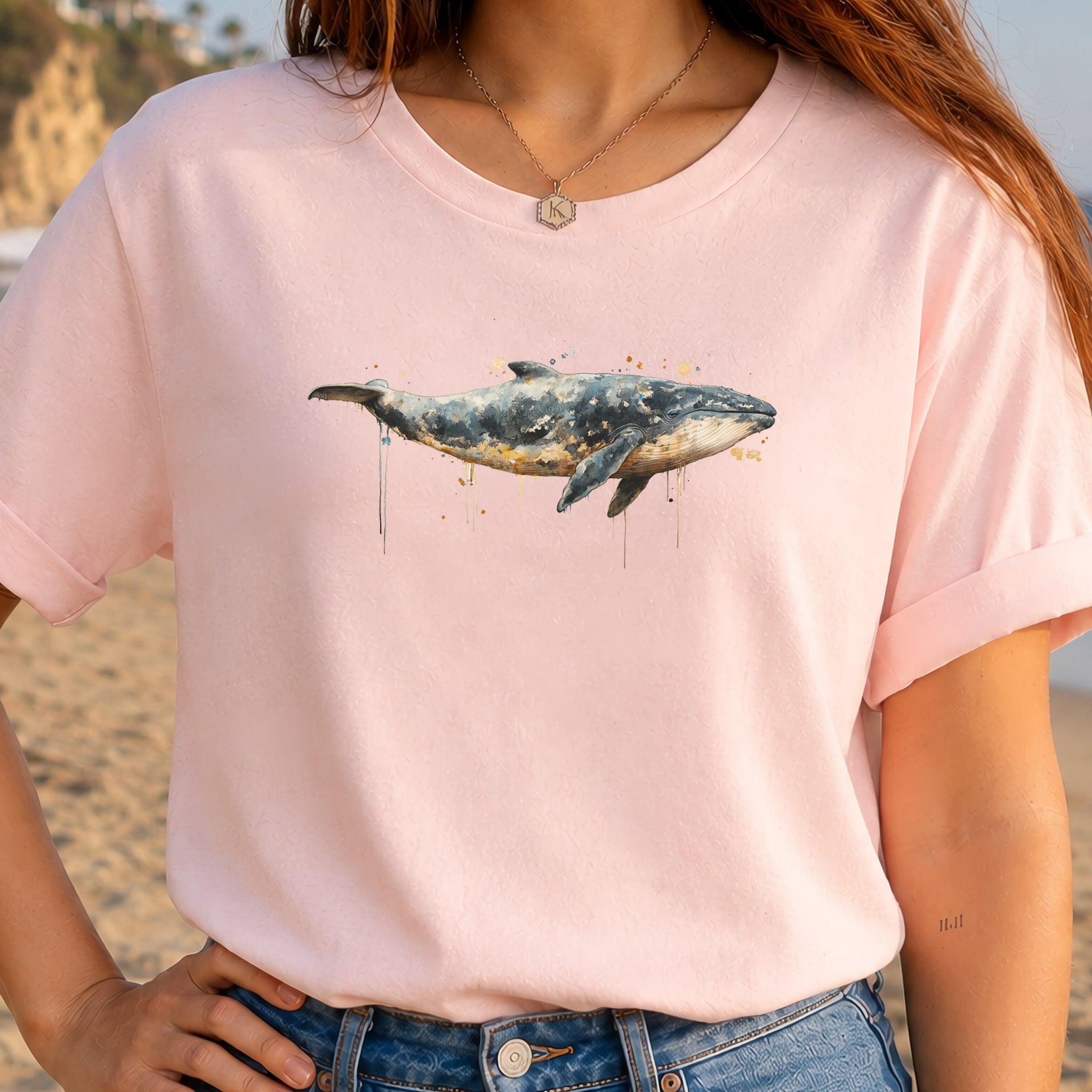 Watercolor Whale T-Shirt – Artistic Ocean Animal Tee