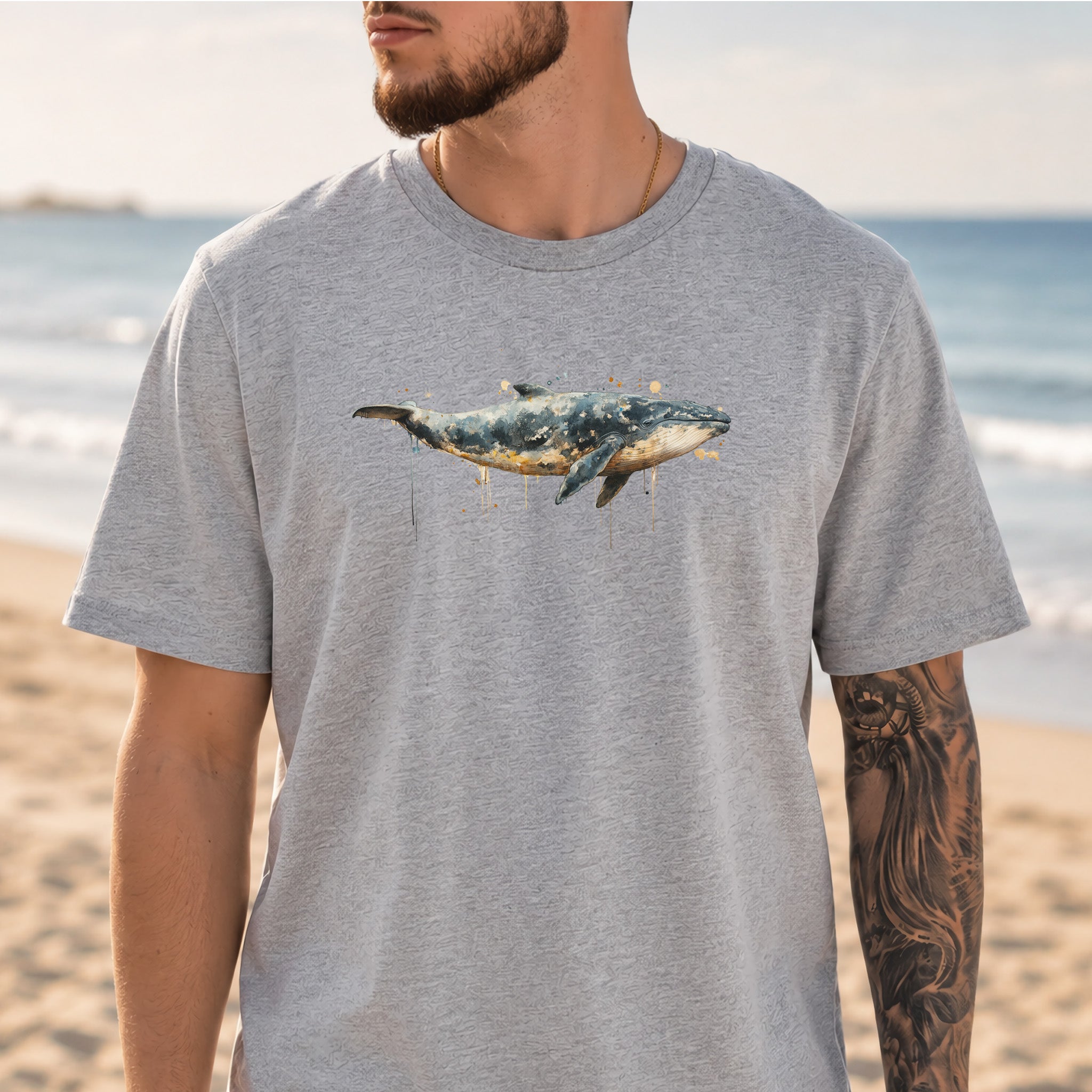 Watercolor Whale T-Shirt – Artistic Ocean Animal Tee