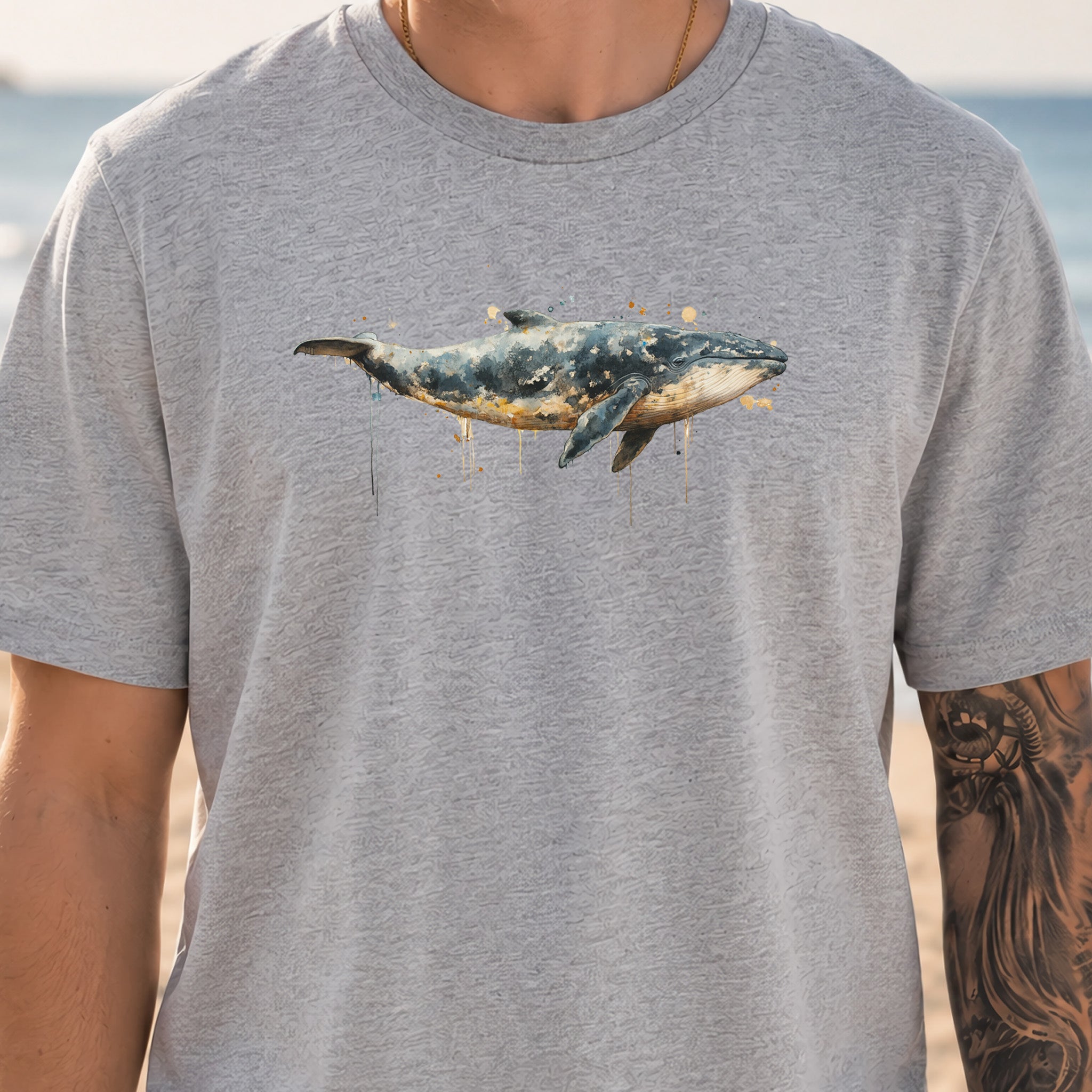 Watercolor Whale T-Shirt – Artistic Ocean Animal Tee