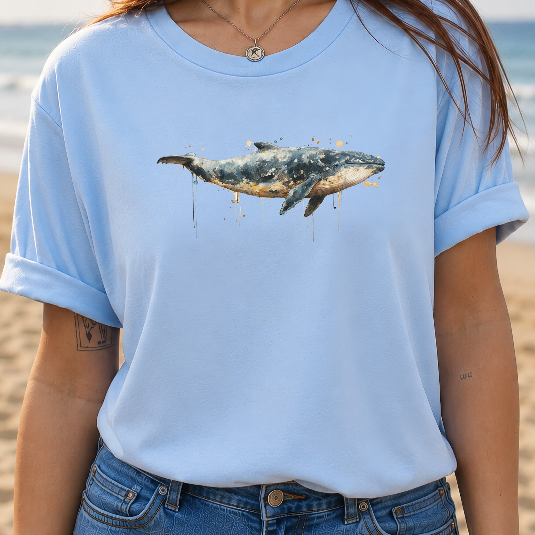 Watercolor Whale T-Shirt – Artistic Ocean Animal Tee