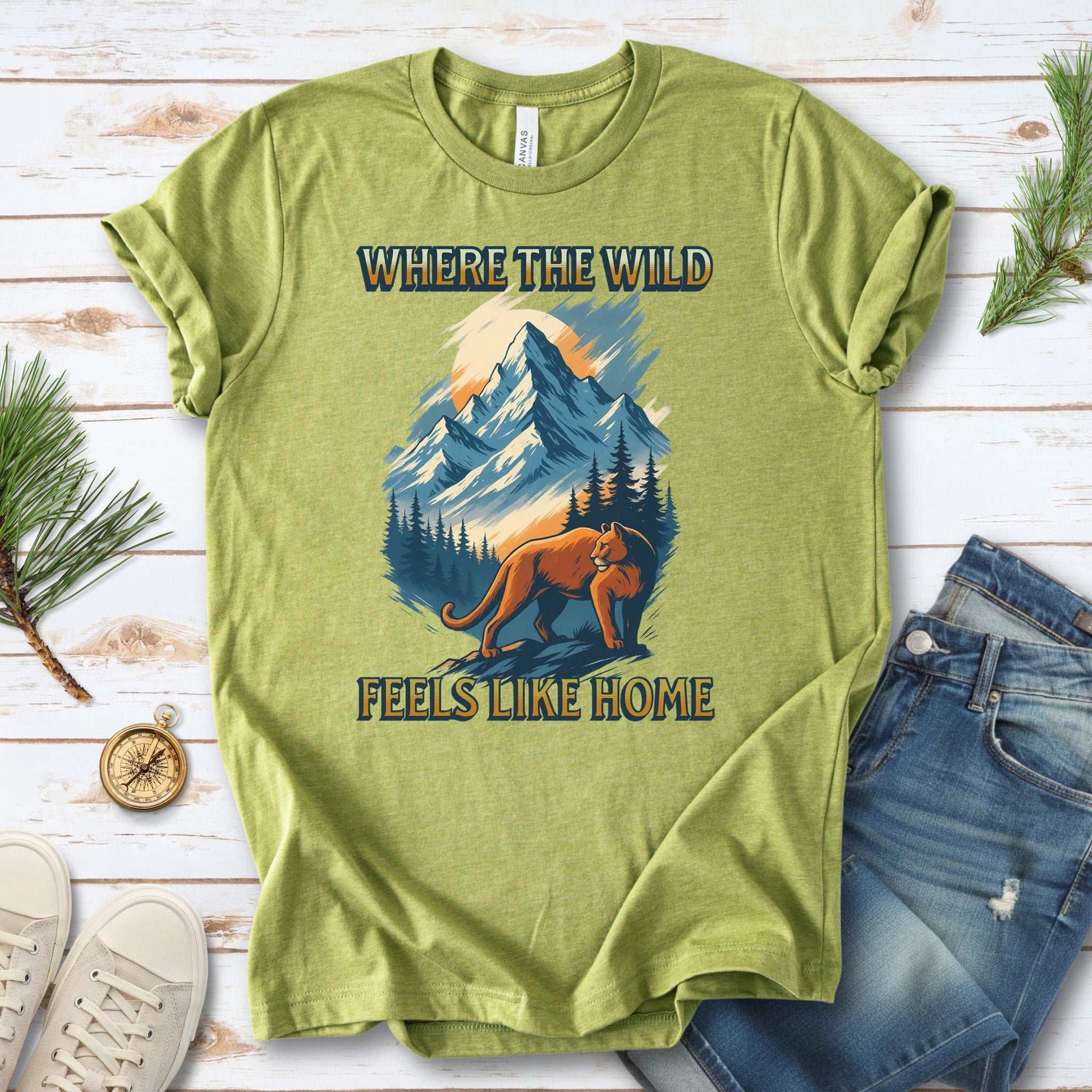 Where the Wild Feels Like Home T-Shirt – Retro Cougar Mountain Tee