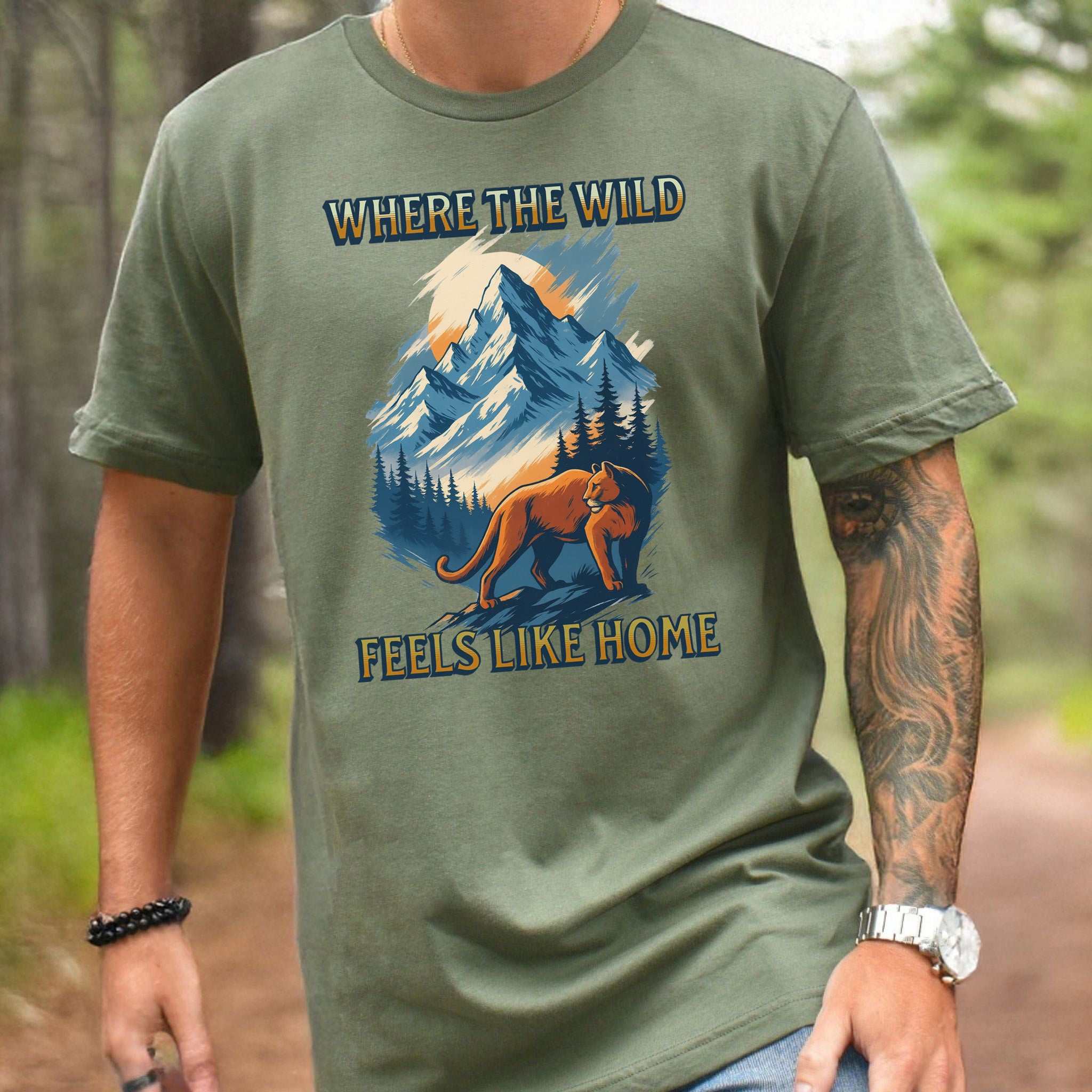 Where the Wild Feels Like Home T-Shirt – Retro Cougar Mountain Tee