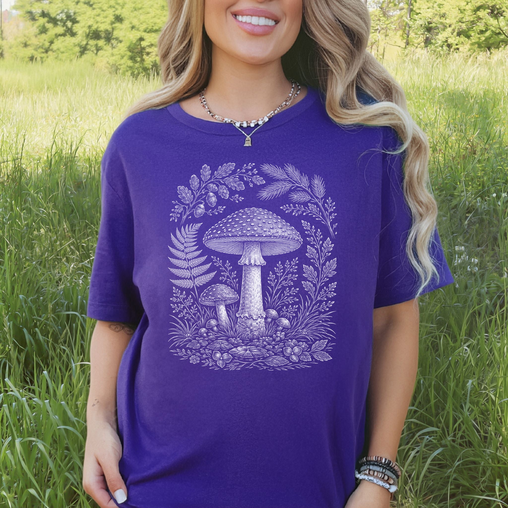 Whispering Mycelium Amanita Muscaria Forestcore Botanical T-Shirt