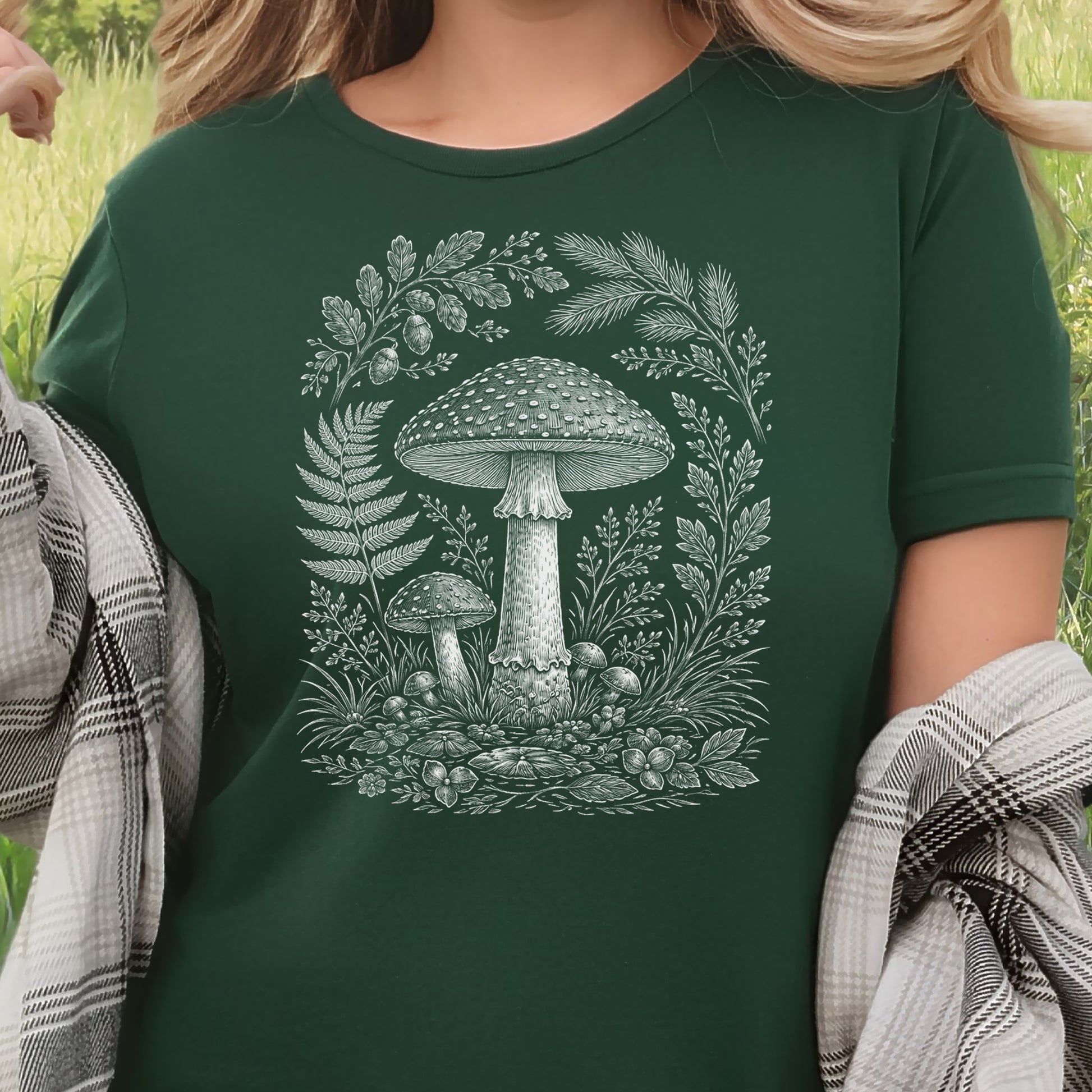 Whispering Mycelium Amanita Muscaria Forestcore Botanical T-Shirt