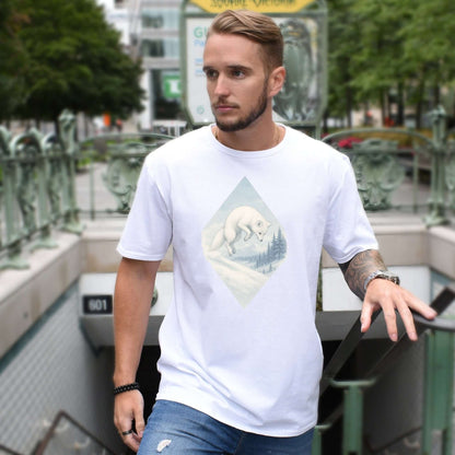 Jumping White Fox in the Snow Spirit T-Shirt