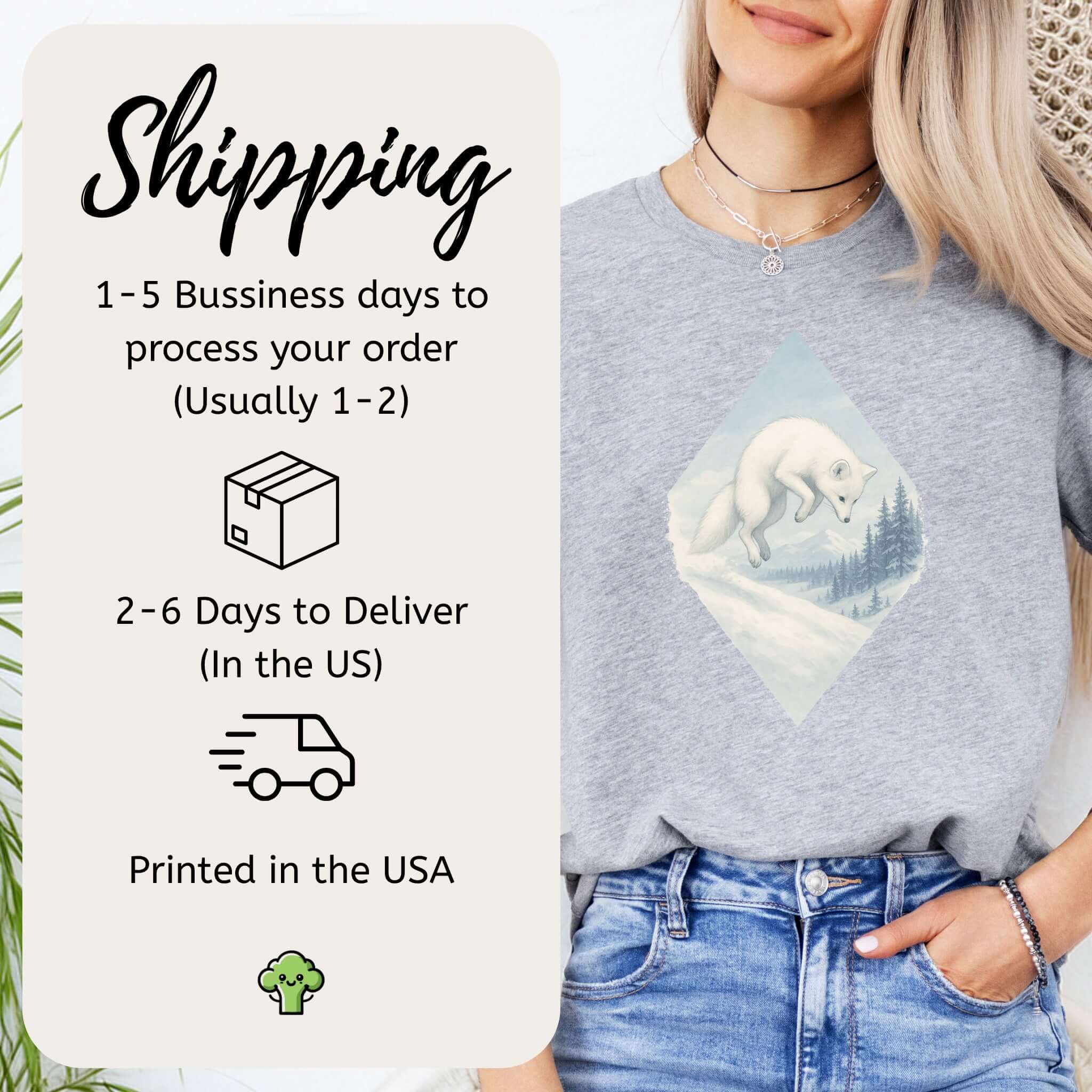 Jumping White Fox in the Snow Spirit T-Shirt