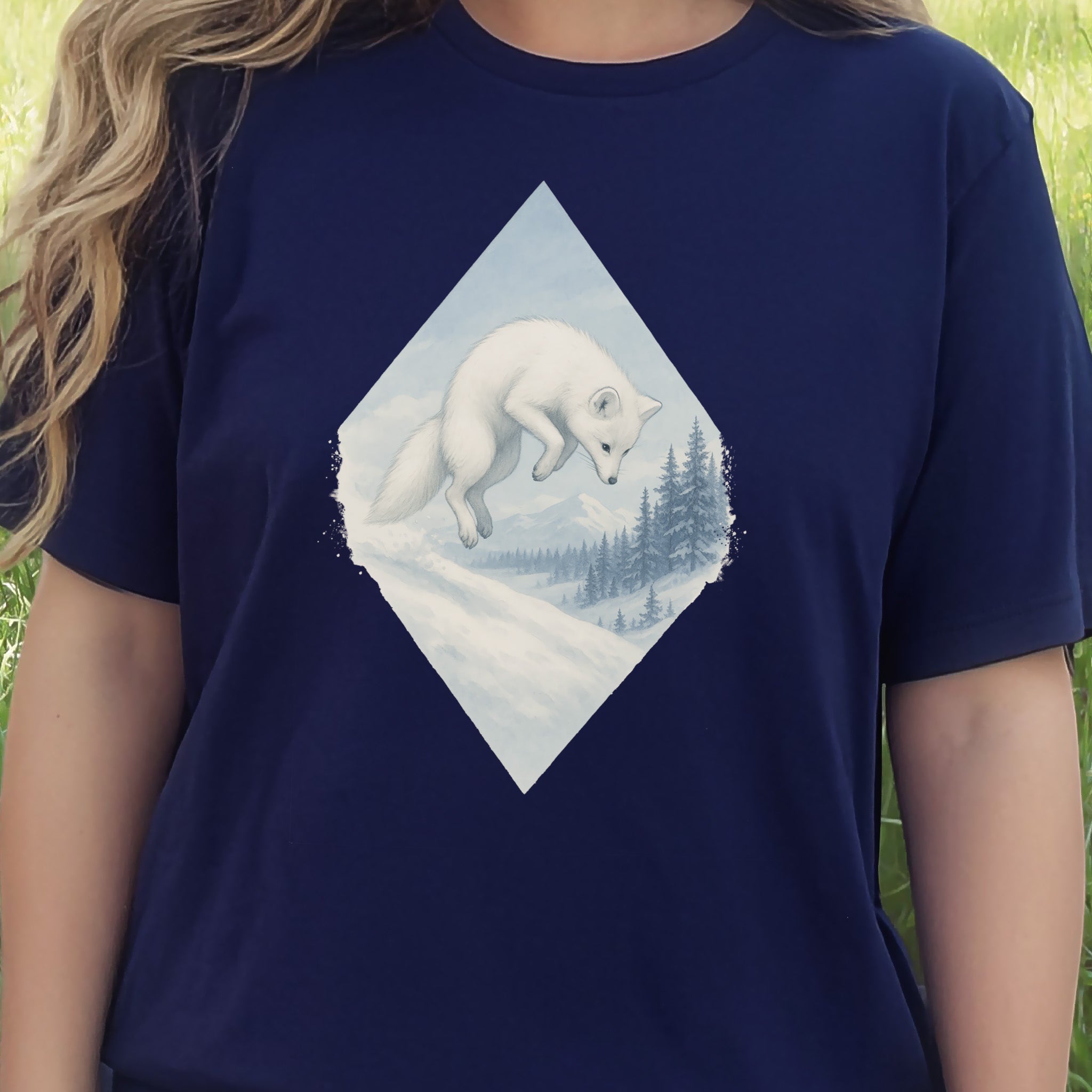 Jumping White Fox in the Snow Spirit T-Shirt